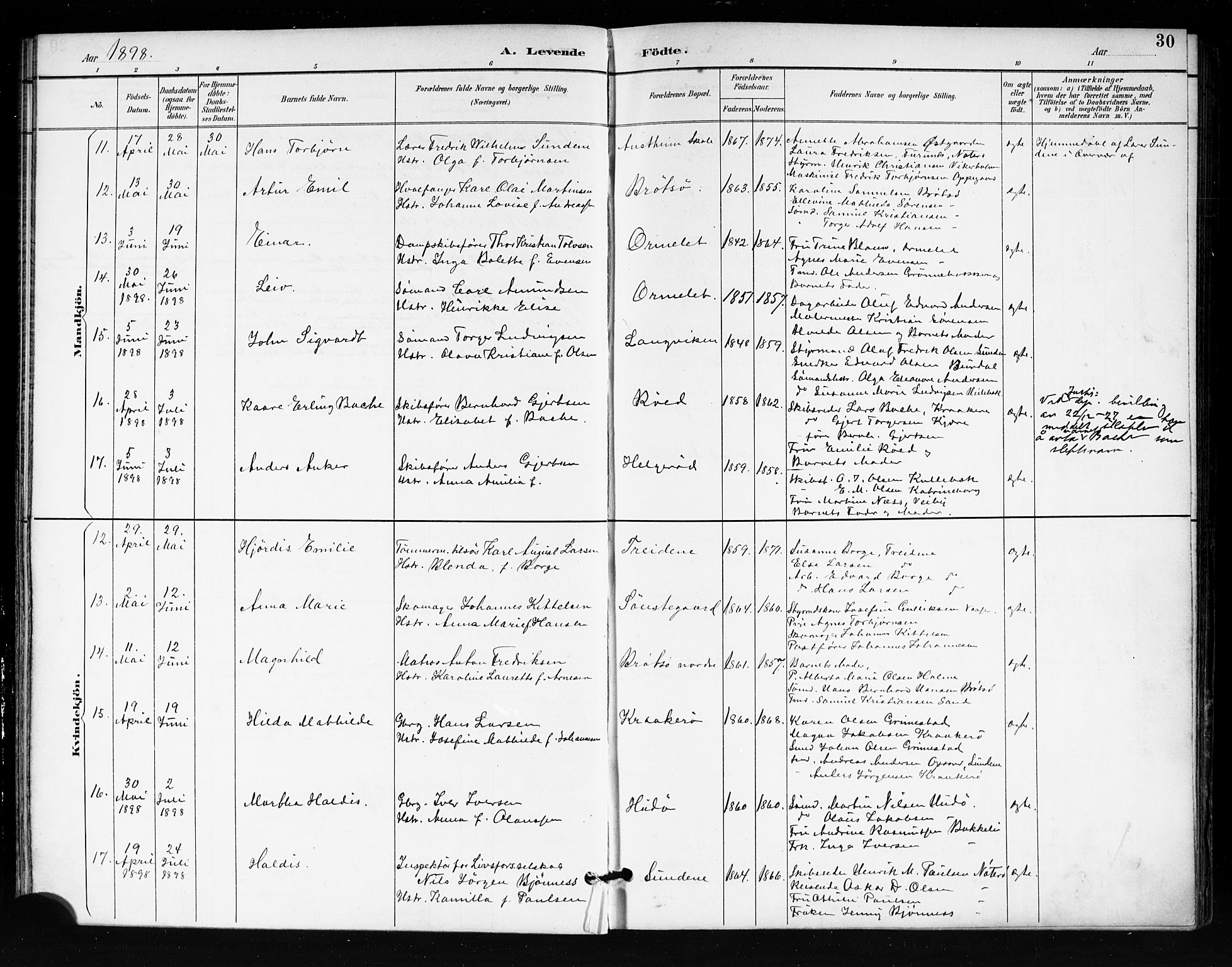 Tjøme kirkebøker, AV/SAKO-A-328/F/Fa/L0003: Ministerialbok nr. I 3, 1891-1900, s. 30