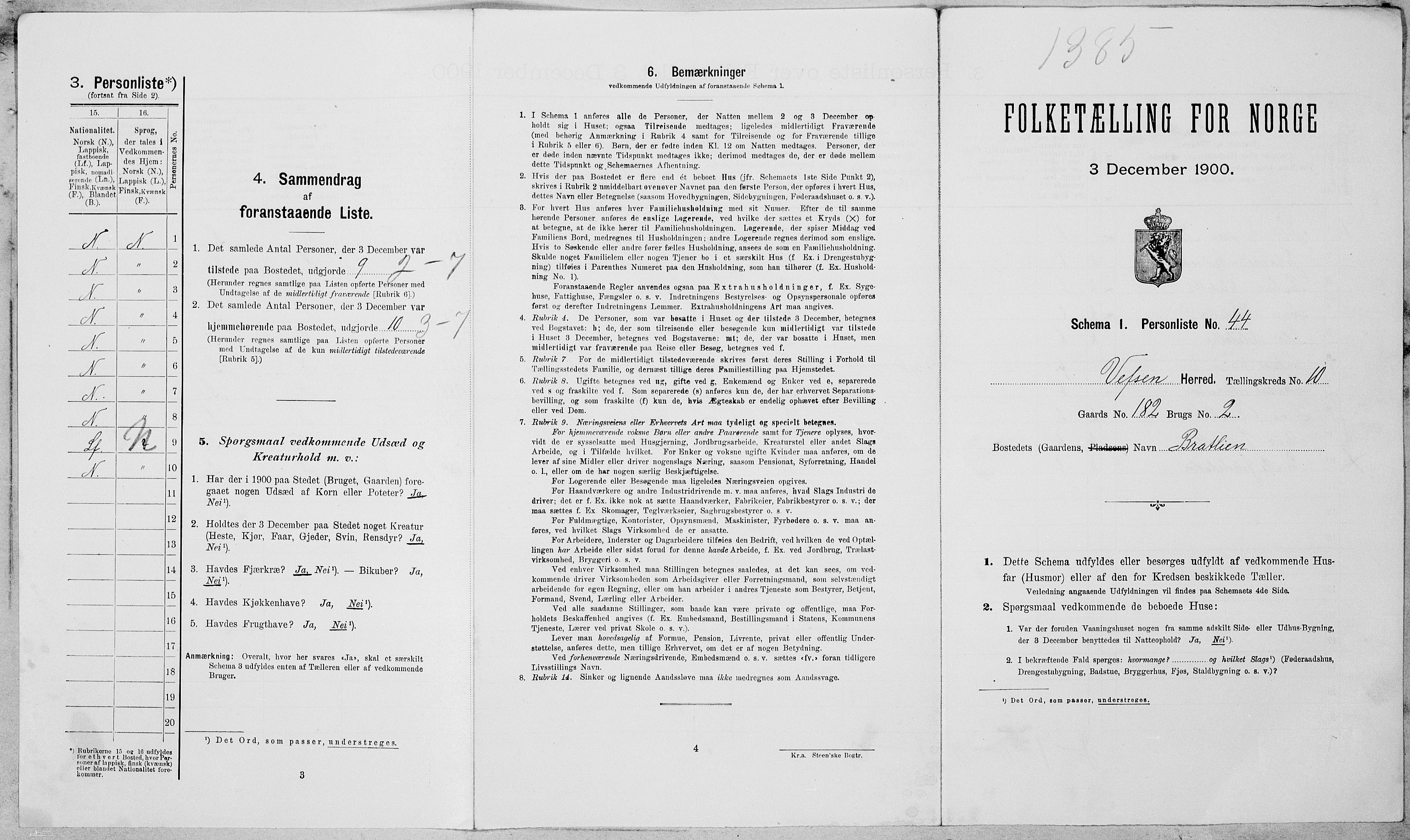 SAT, Folketelling 1900 for 1824 Vefsn herred, 1900, s. 965