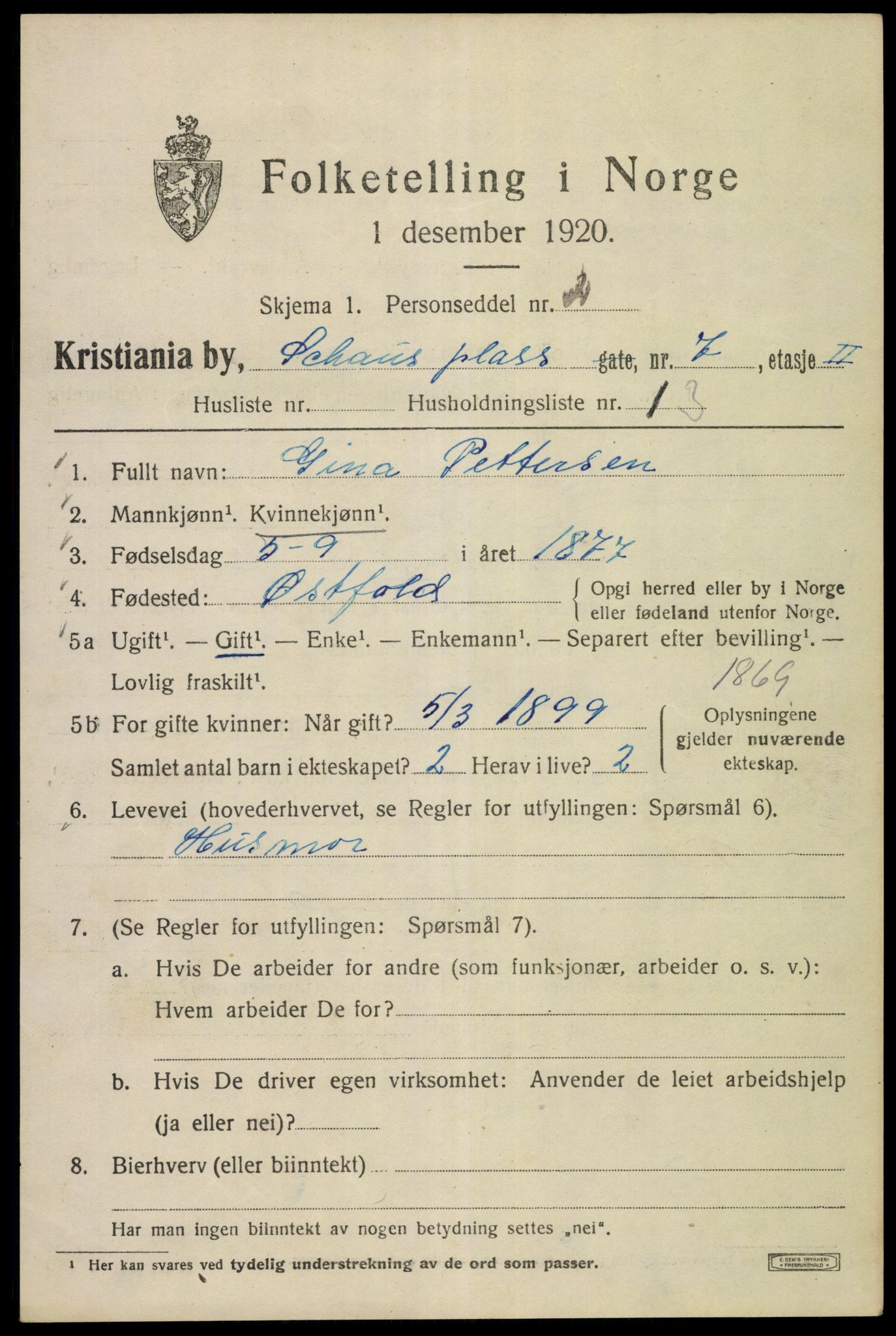 SAO, Folketelling 1920 for 0301 Kristiania kjøpstad, 1920, s. 490875