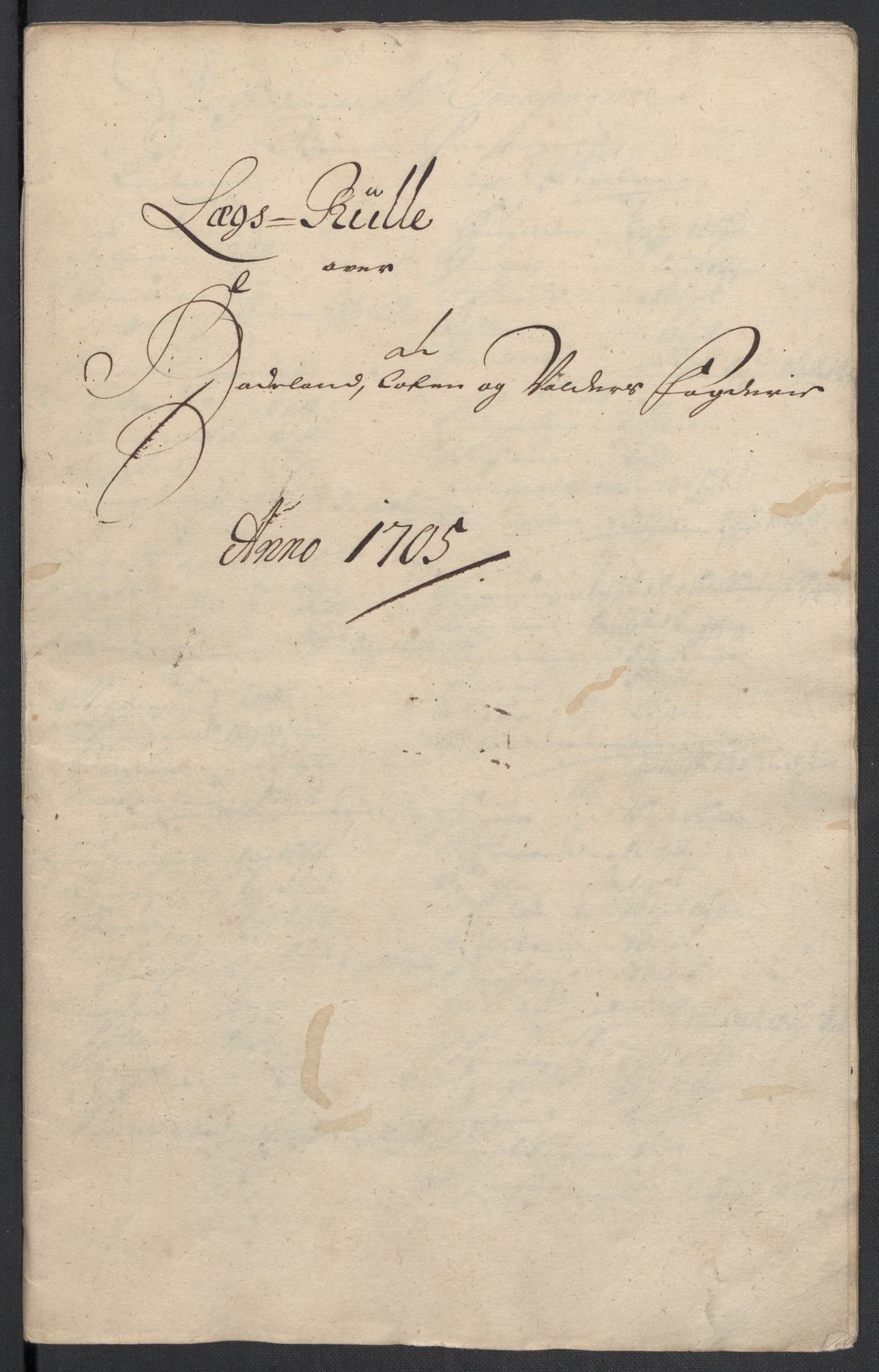 Rentekammeret inntil 1814, Reviderte regnskaper, Fogderegnskap, AV/RA-EA-4092/R18/L1303: Fogderegnskap Hadeland, Toten og Valdres, 1705, s. 13