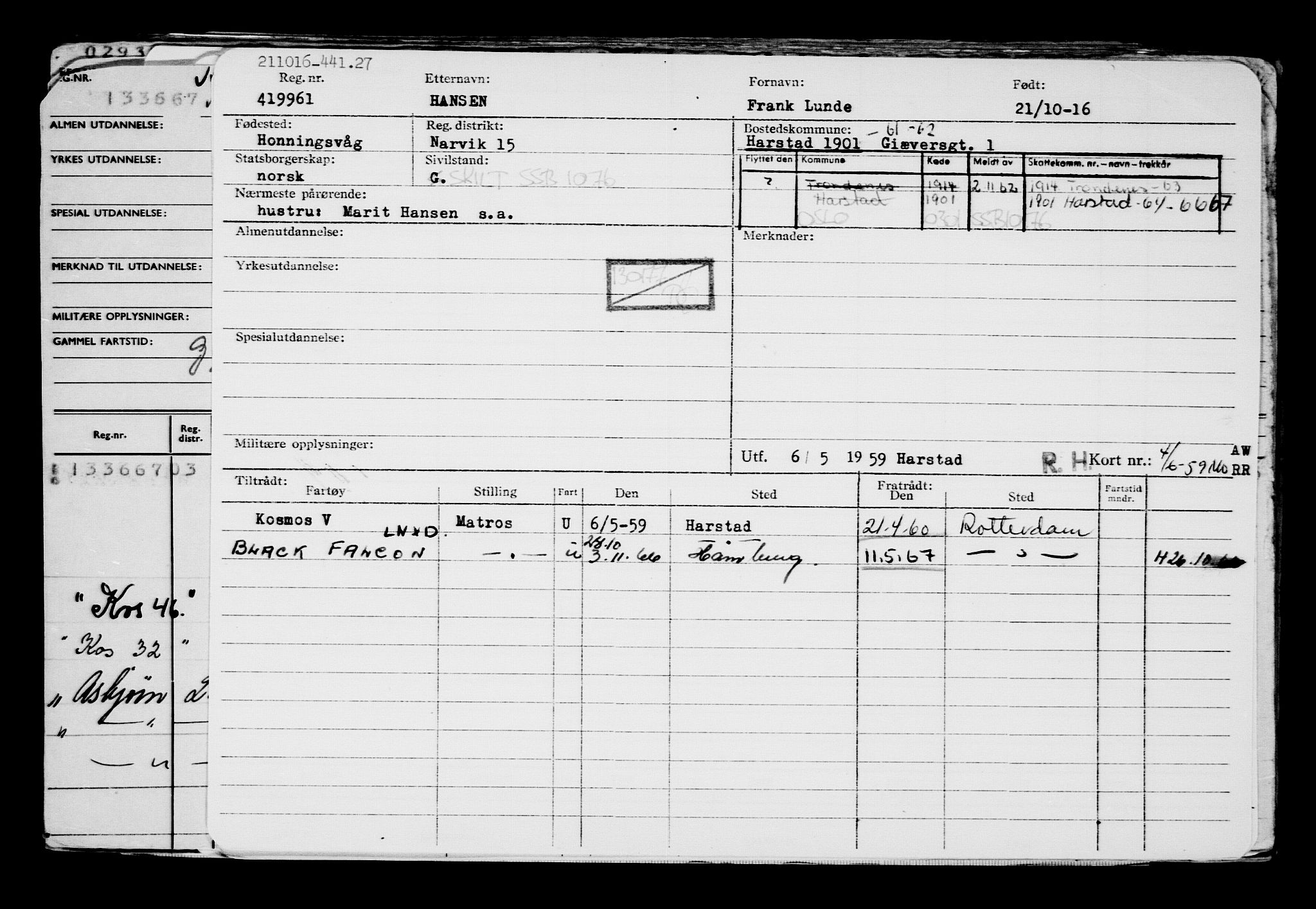 Direktoratet for sjømenn, AV/RA-S-3545/G/Gb/L0143: Hovedkort, 1916, s. 351