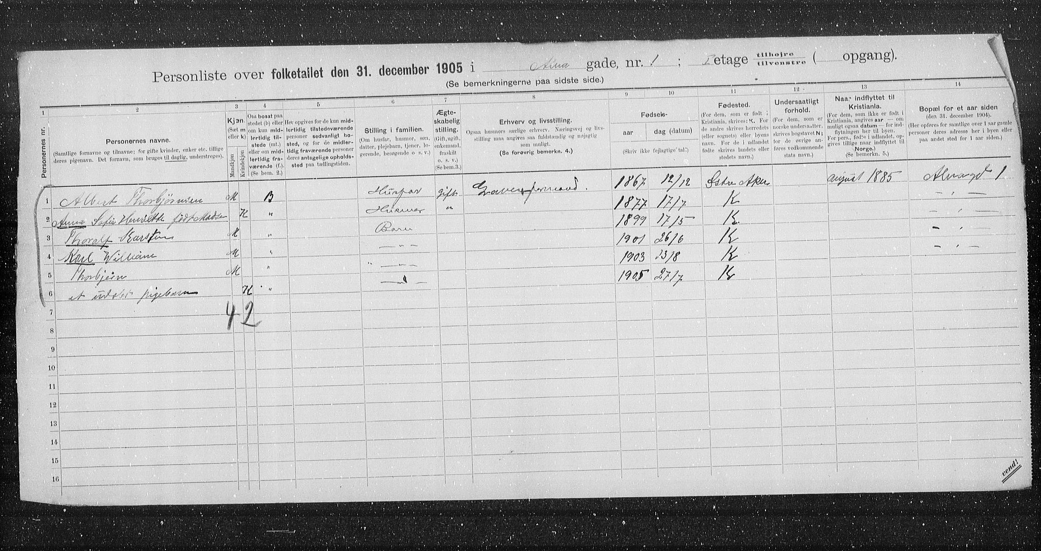 OBA, Kommunal folketelling 31.12.1905 for Kristiania kjøpstad, 1905, s. 597