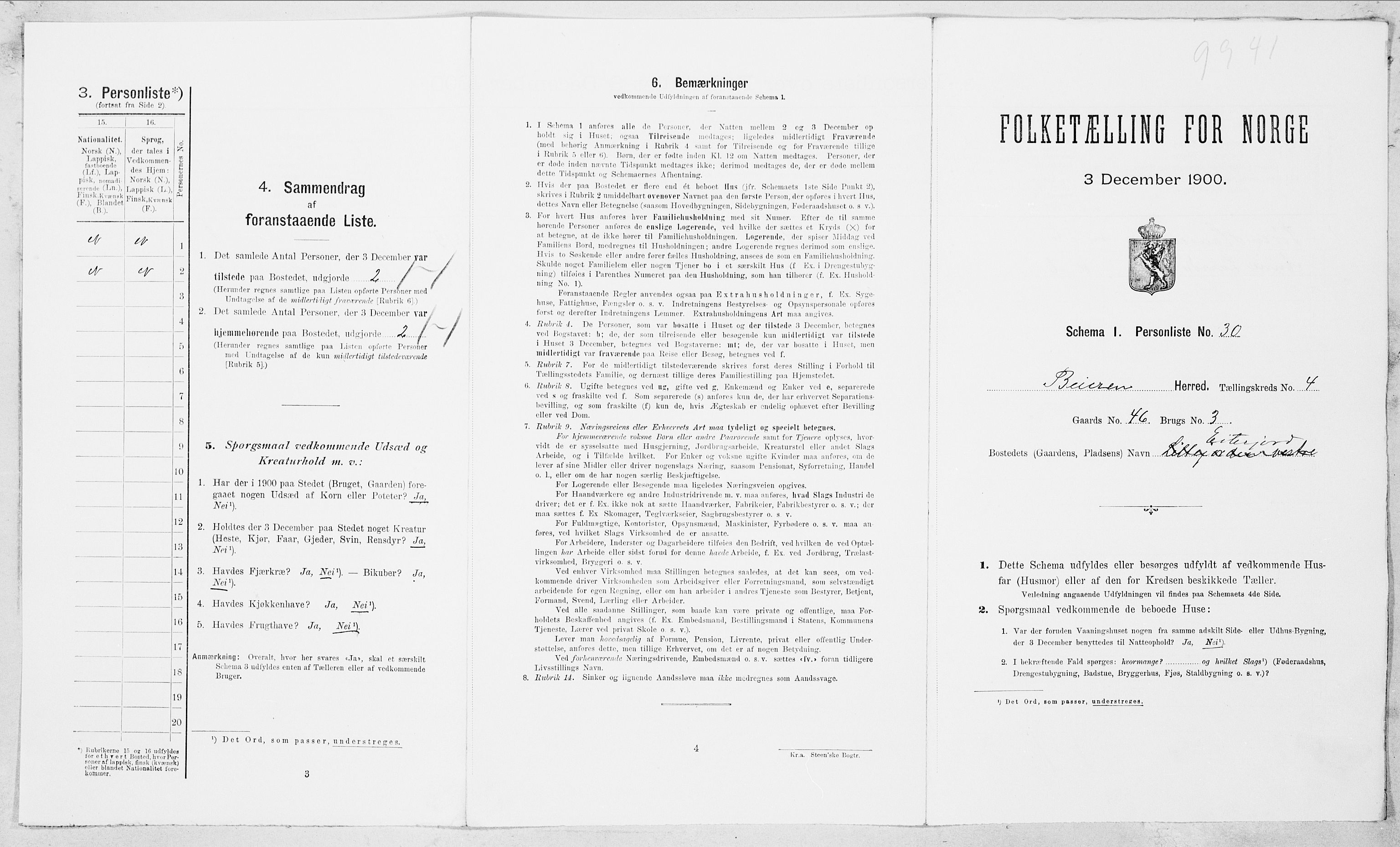 SAT, Folketelling 1900 for 1839 Beiarn herred, 1900, s. 238