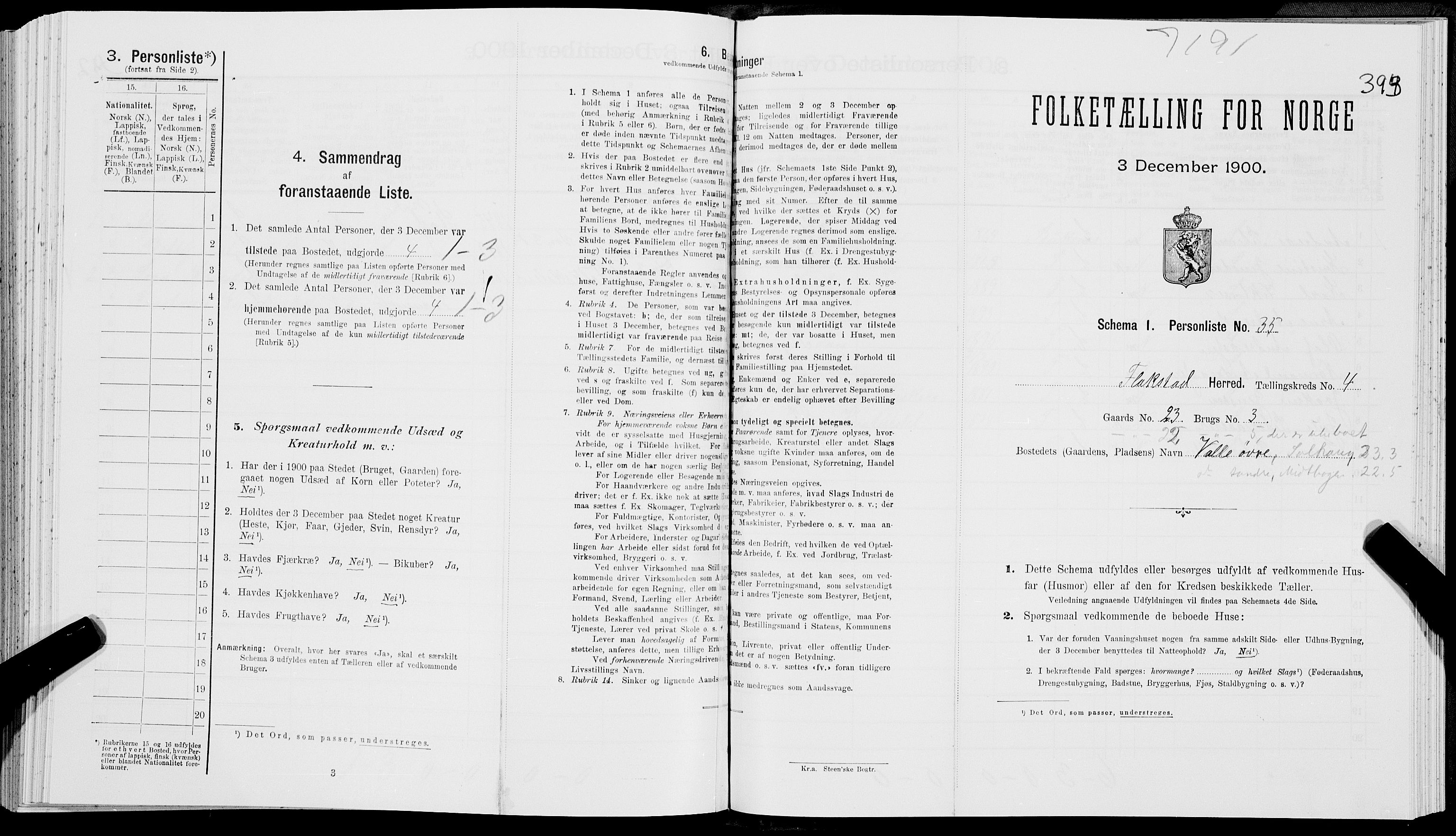 SAT, Folketelling 1900 for 1859 Flakstad herred, 1900, s. 413