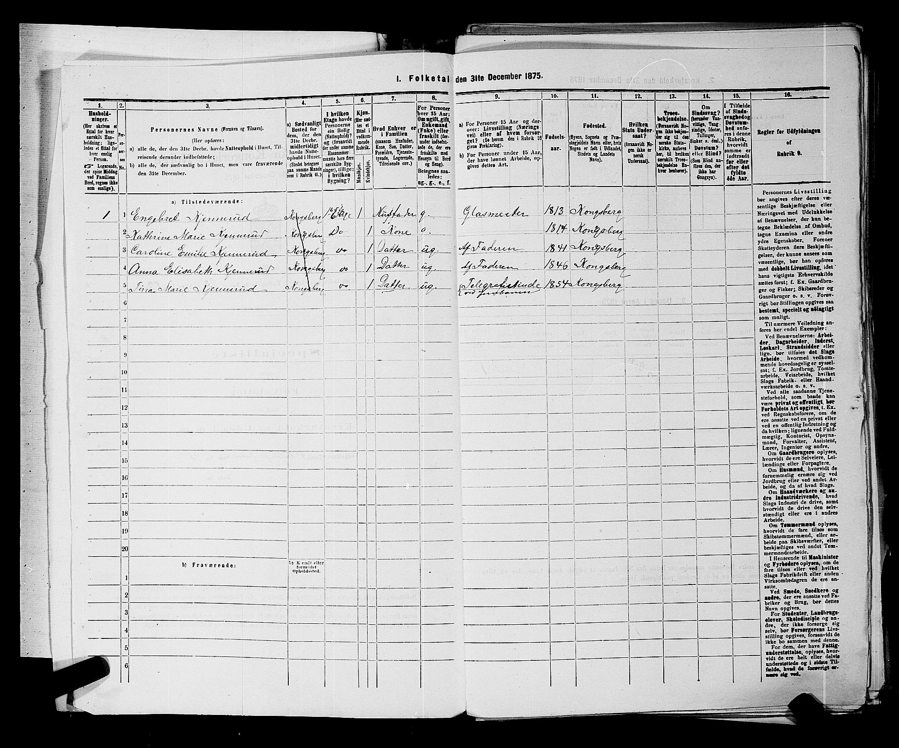 SAKO, Folketelling 1875 for 0604B Kongsberg prestegjeld, Kongsberg kjøpstad, 1875, s. 213