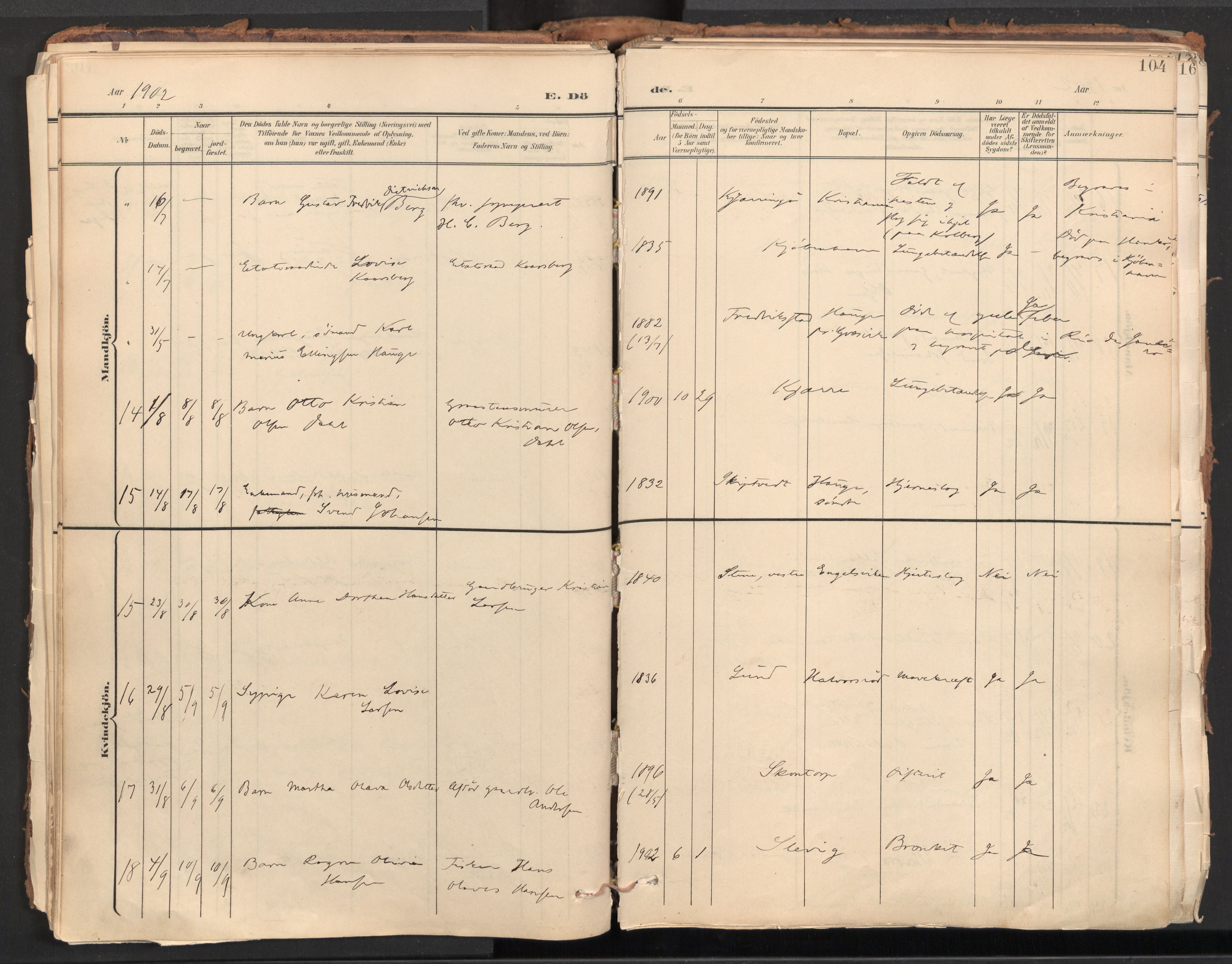 Onsøy prestekontor Kirkebøker, AV/SAO-A-10914/F/Fa/L0009: Ministerialbok nr. I 9, 1899-1966, s. 104