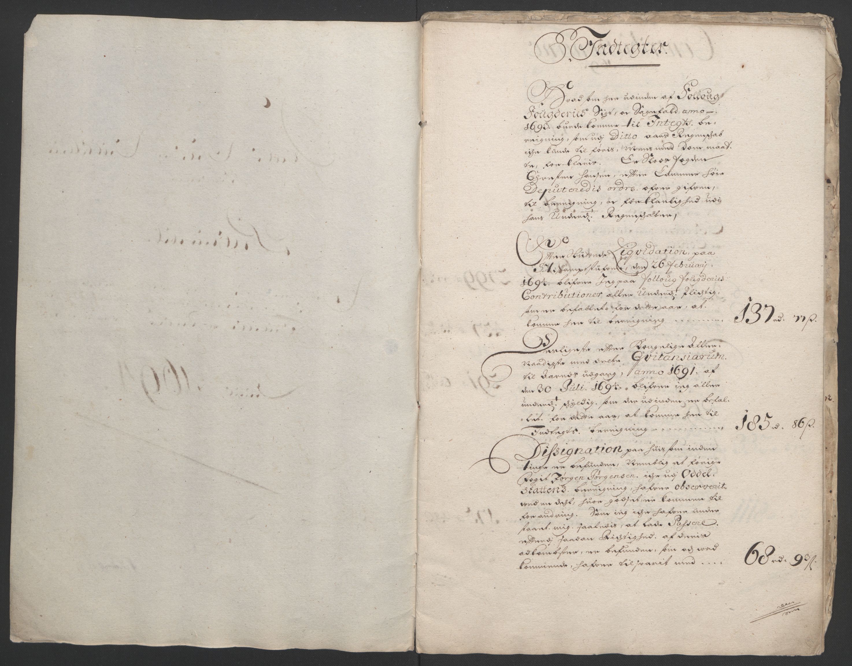 Rentekammeret inntil 1814, Reviderte regnskaper, Fogderegnskap, AV/RA-EA-4092/R13/L0832: Fogderegnskap Solør, Odal og Østerdal, 1694, s. 5