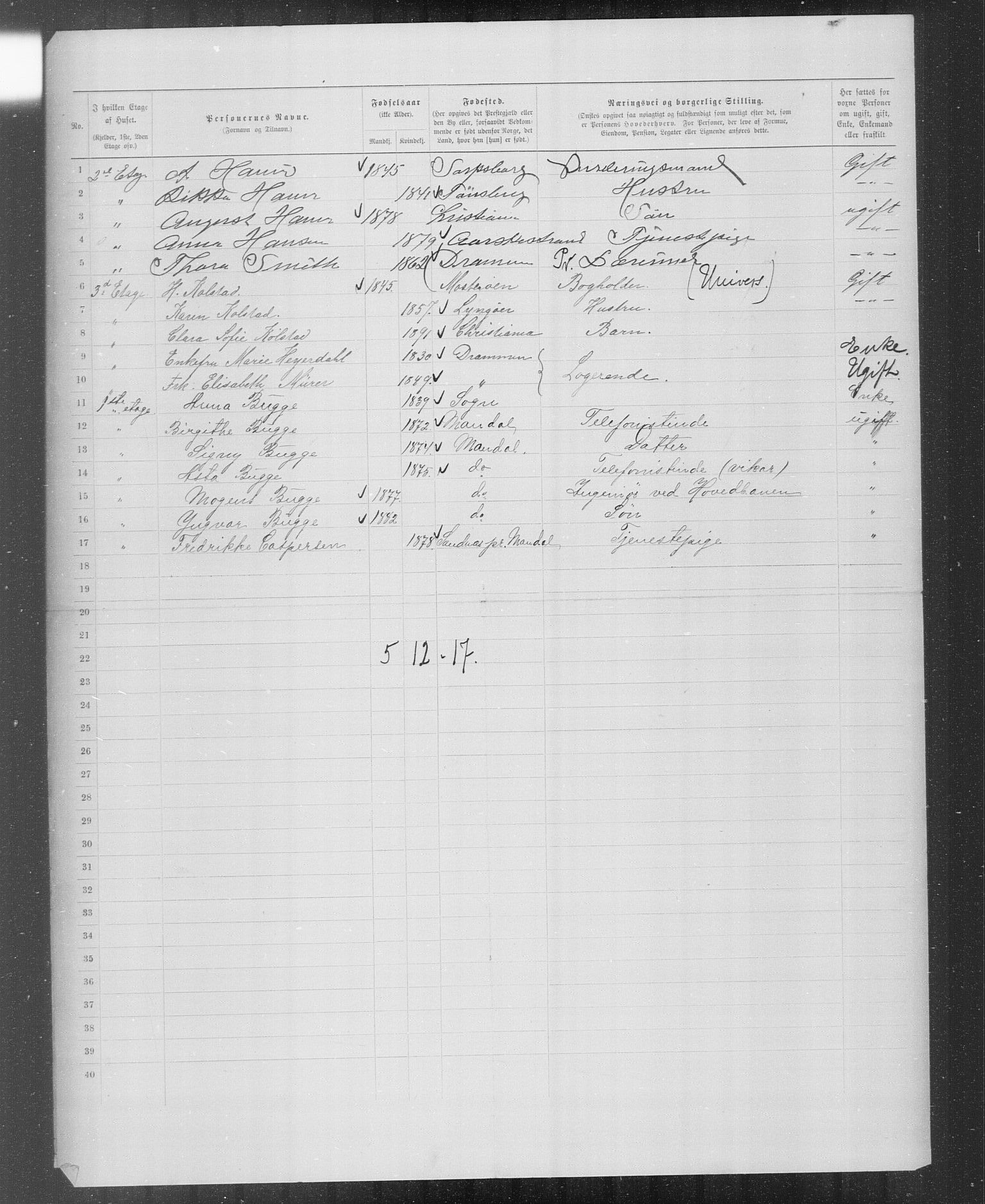 OBA, Kommunal folketelling 31.12.1899 for Kristiania kjøpstad, 1899, s. 5892