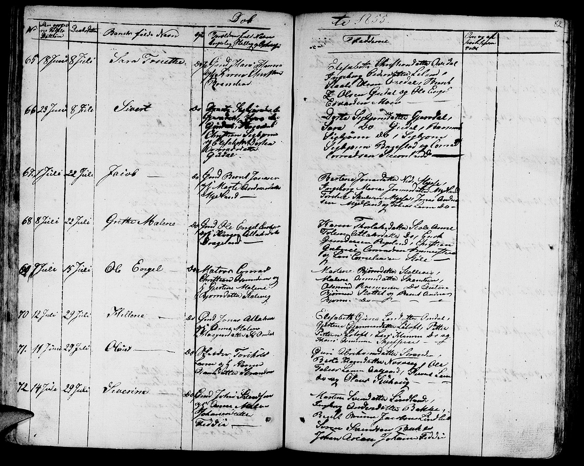 Sokndal sokneprestkontor, AV/SAST-A-101808: Klokkerbok nr. B 2, 1849-1865, s. 82