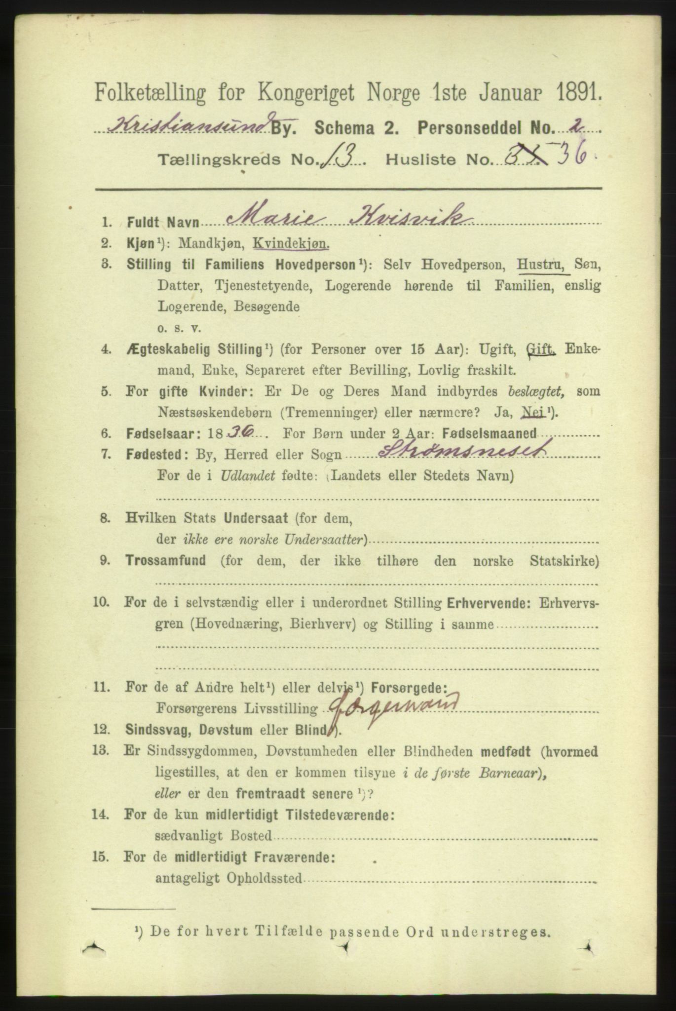 RA, Folketelling 1891 for 1503 Kristiansund kjøpstad, 1891, s. 10043