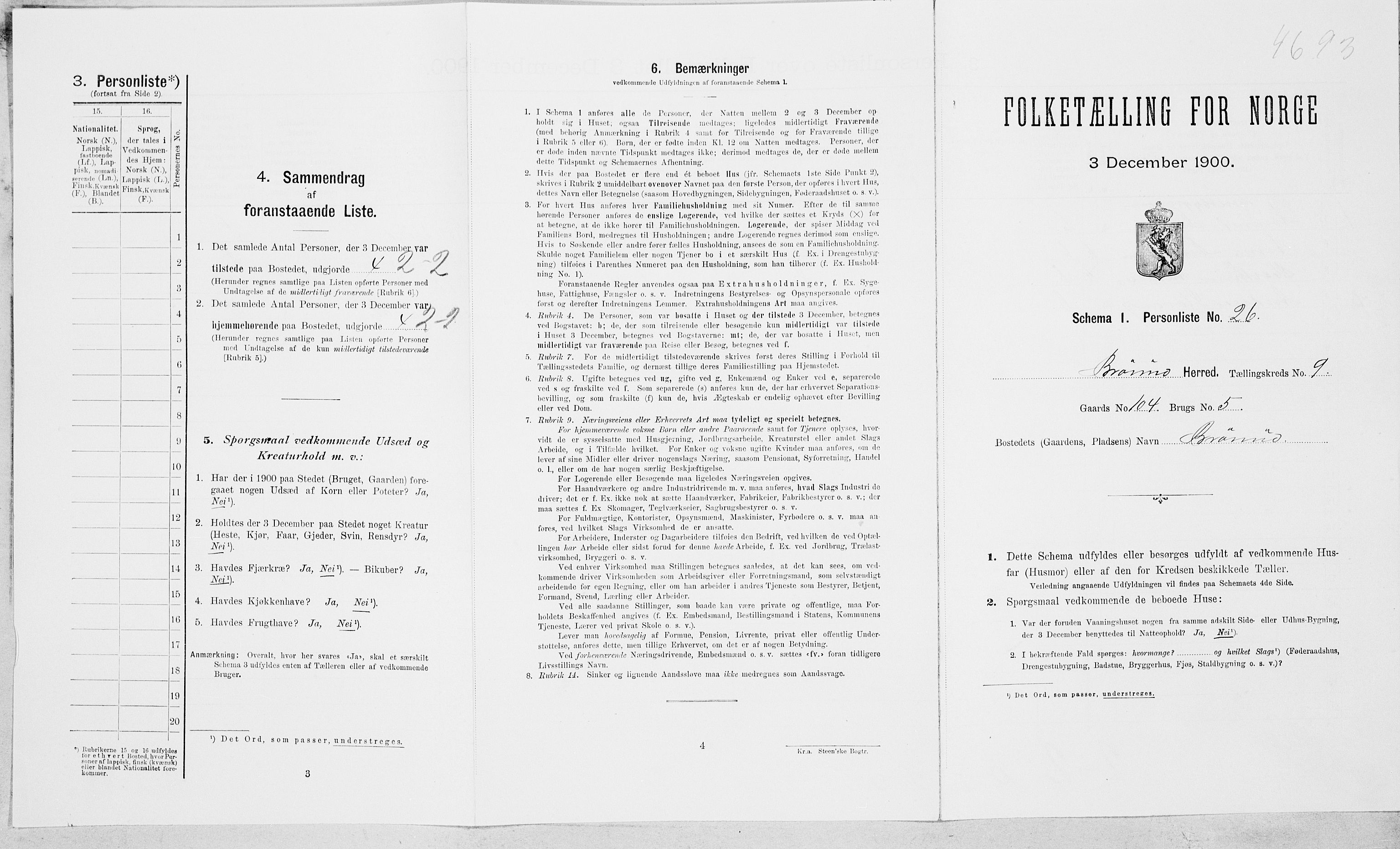 SAT, Folketelling 1900 for 1814 Brønnøy herred, 1900, s. 1167