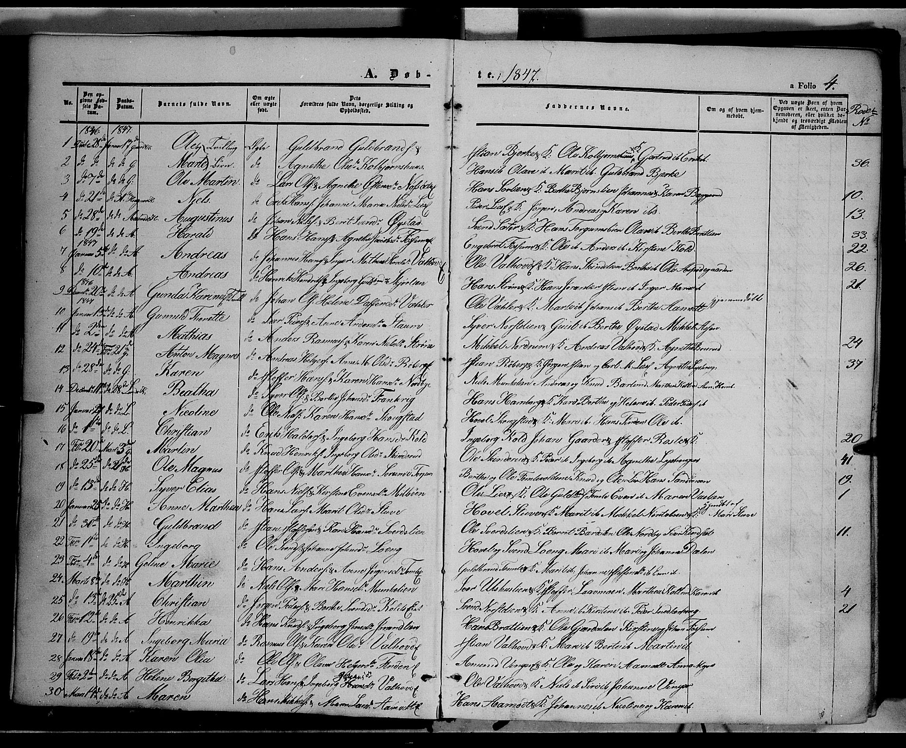 Land prestekontor, AV/SAH-PREST-120/H/Ha/Haa/L0010: Ministerialbok nr. 10, 1847-1859, s. 4