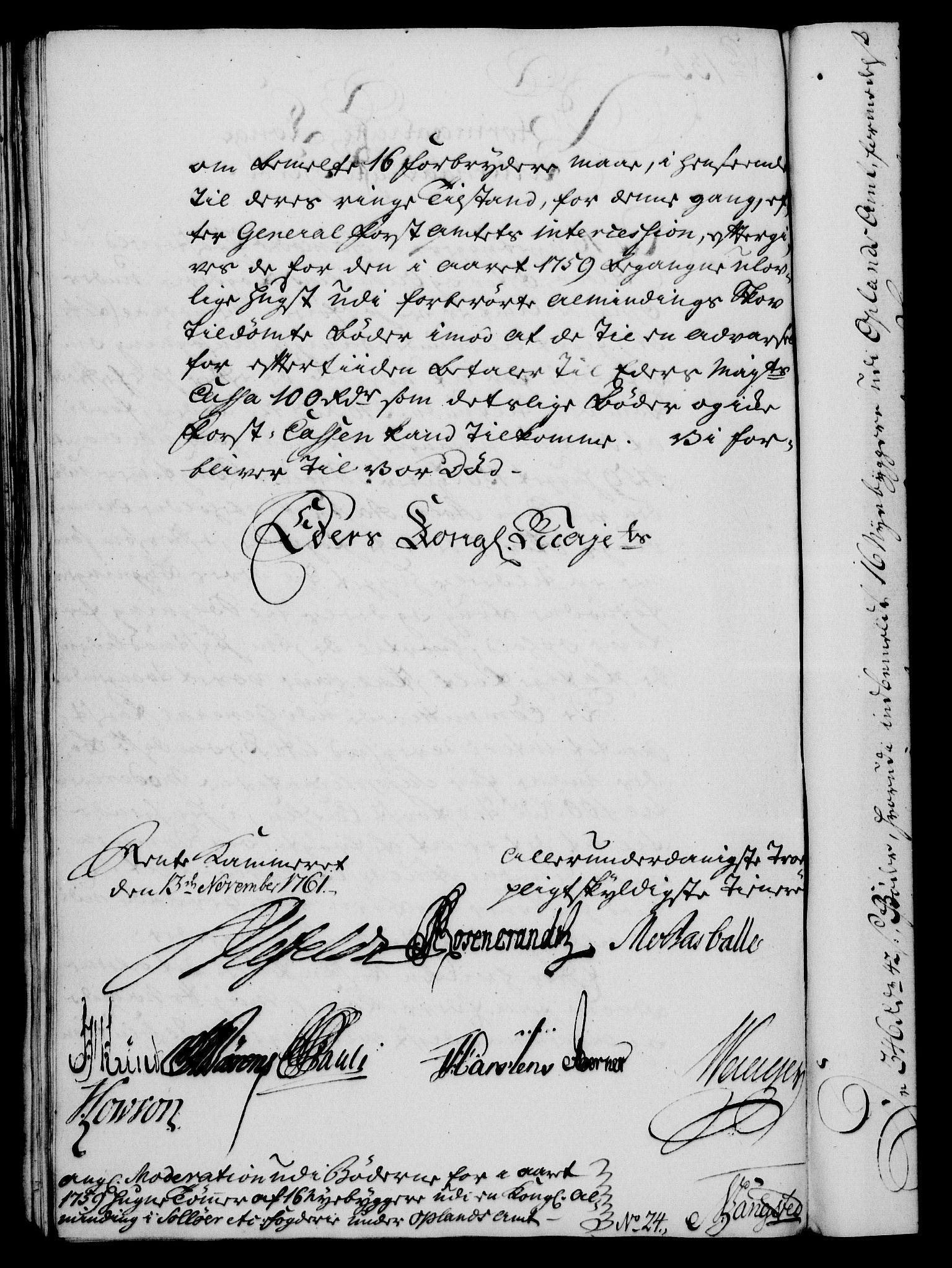 Rentekammeret, Kammerkanselliet, RA/EA-3111/G/Gf/Gfa/L0043: Norsk relasjons- og resolusjonsprotokoll (merket RK 52.43), 1761, s. 501