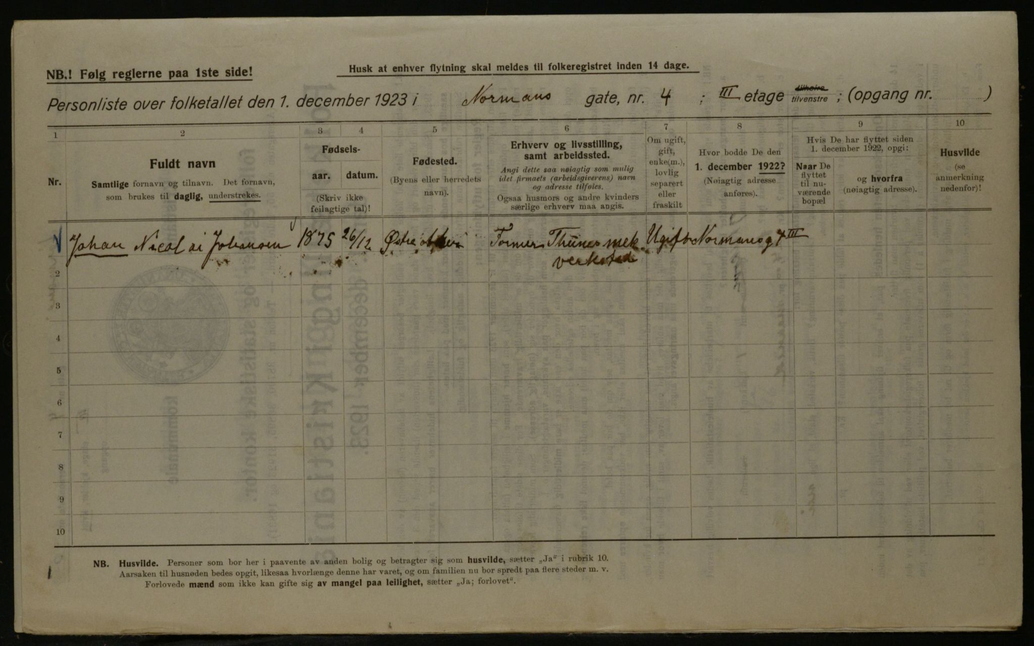 OBA, Kommunal folketelling 1.12.1923 for Kristiania, 1923, s. 80728