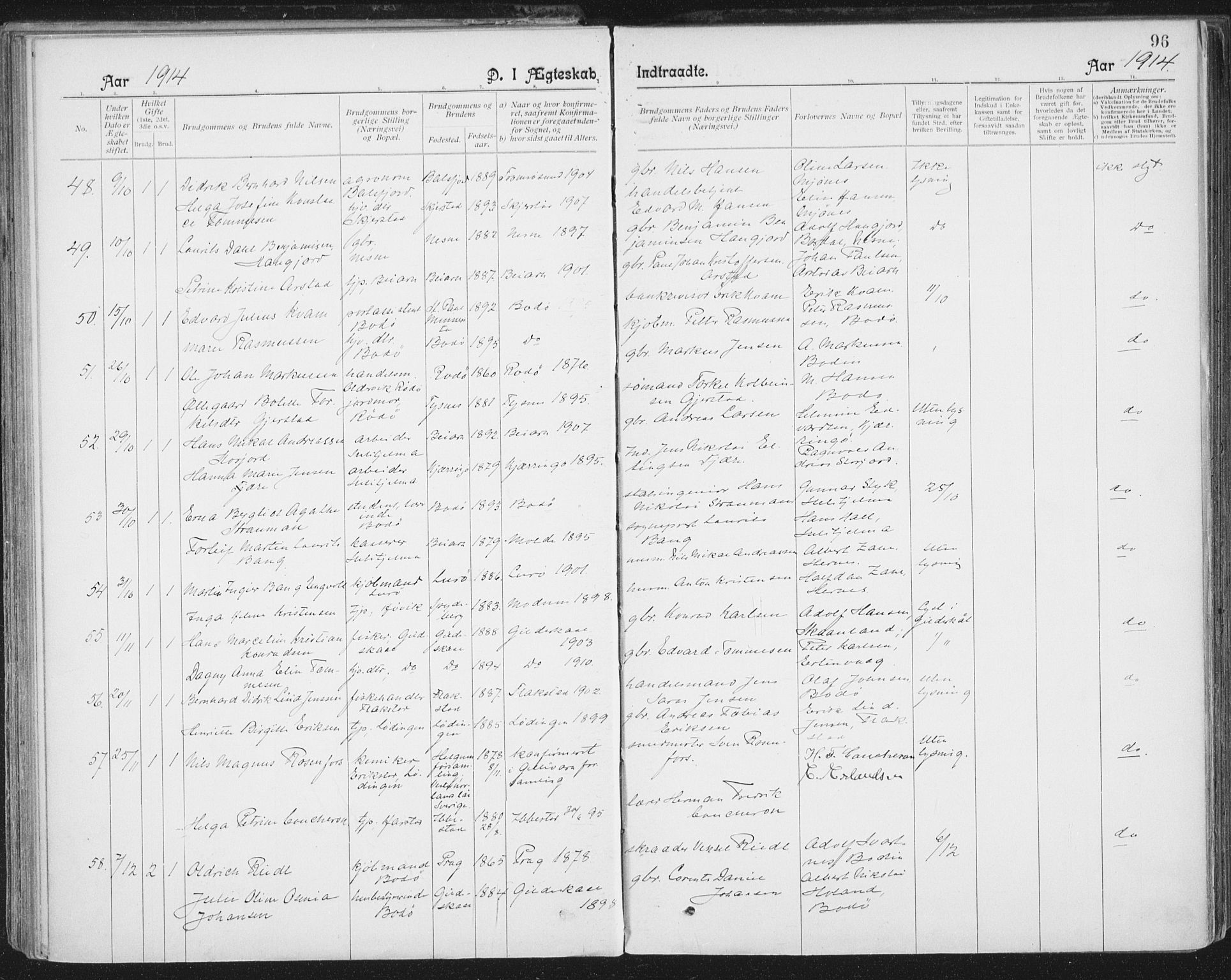 Ministerialprotokoller, klokkerbøker og fødselsregistre - Nordland, AV/SAT-A-1459/801/L0012: Ministerialbok nr. 801A12, 1900-1916, s. 96