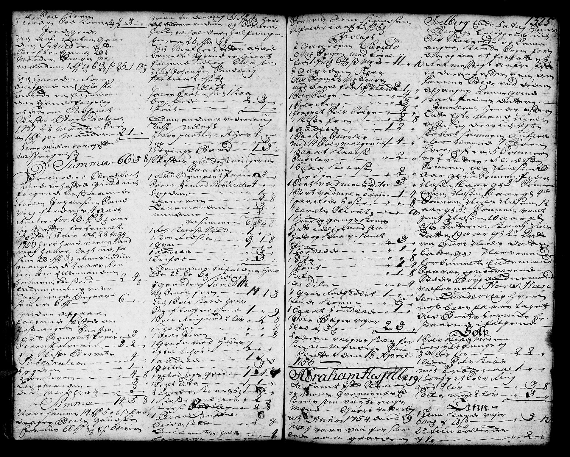 Sunnhordland sorenskrivar, SAB/A-2401/1/H/Ha/Haa/L0006: Skifteprotokollar. Register på lesesal. Fol. 1061- ut, 1753-1755, s. 1324b-1325a