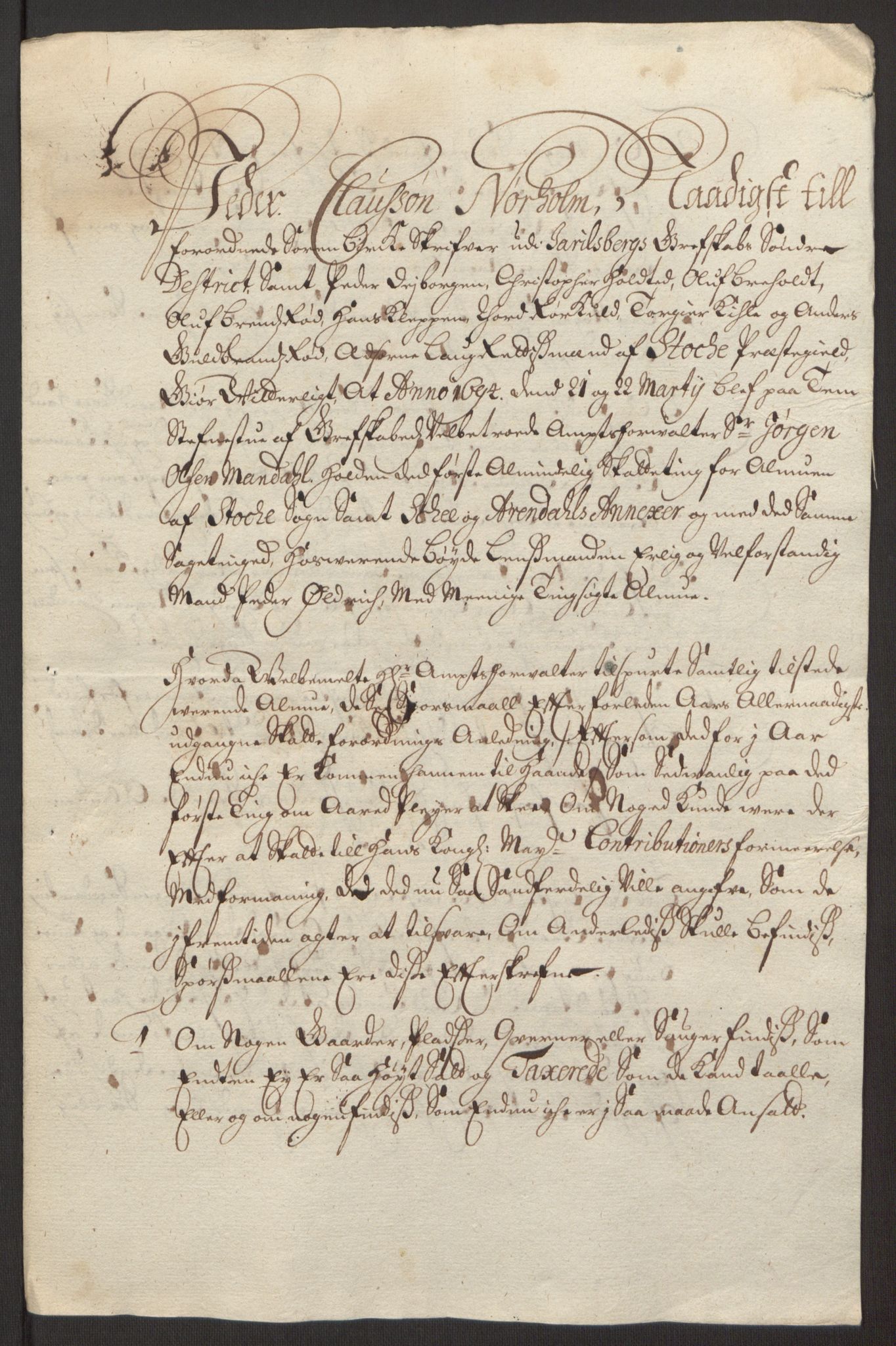 Rentekammeret inntil 1814, Reviderte regnskaper, Fogderegnskap, AV/RA-EA-4092/R32/L1867: Fogderegnskap Jarlsberg grevskap, 1694-1696, s. 57