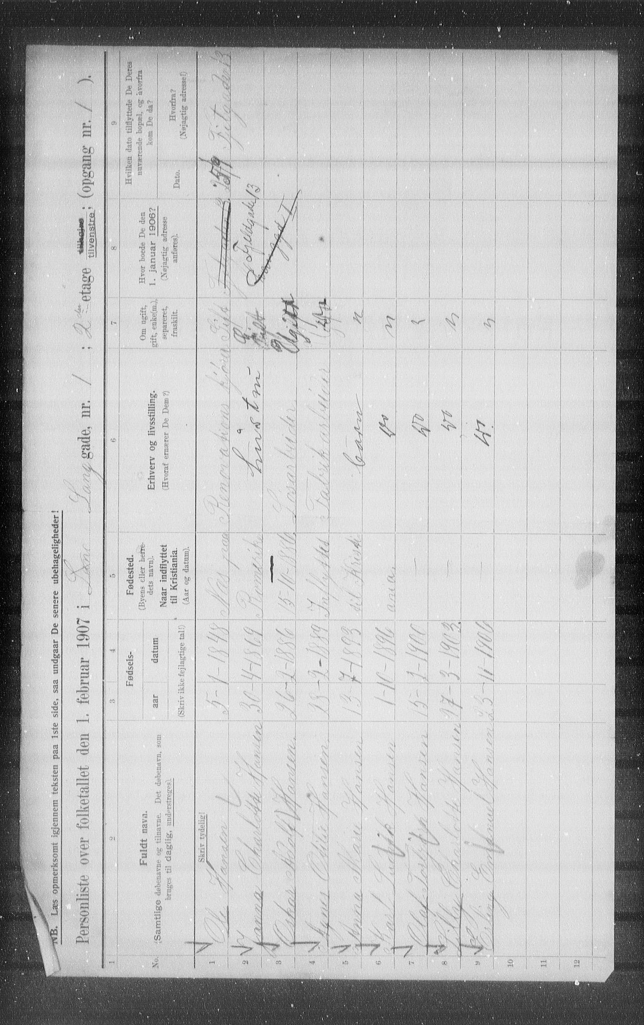 OBA, Kommunal folketelling 1.2.1907 for Kristiania kjøpstad, 1907, s. 28806