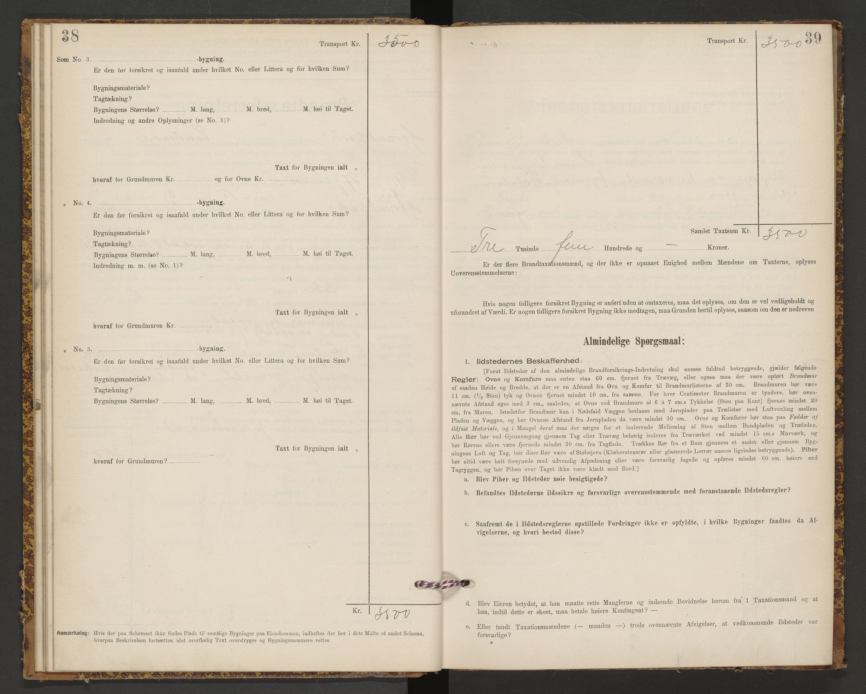 Norges Brannkasse Hjørundfjord, AV/SAT-A-5490/F/Fb/L0001: Branntakstprotokoll, 1911-1949, s. 38-39