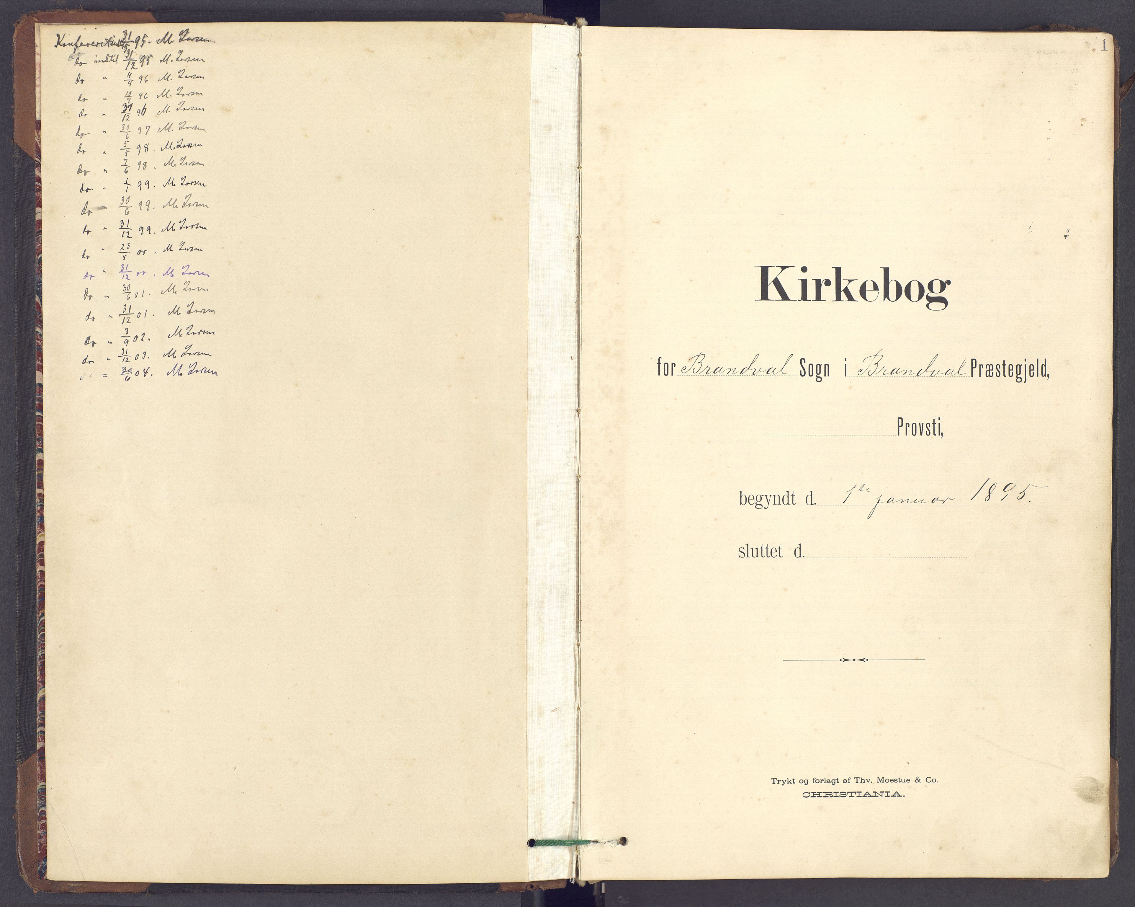 Brandval prestekontor, SAH/PREST-034/H/Ha/Hab/L0002: Klokkerbok nr. 2, 1895-1904, s. 1