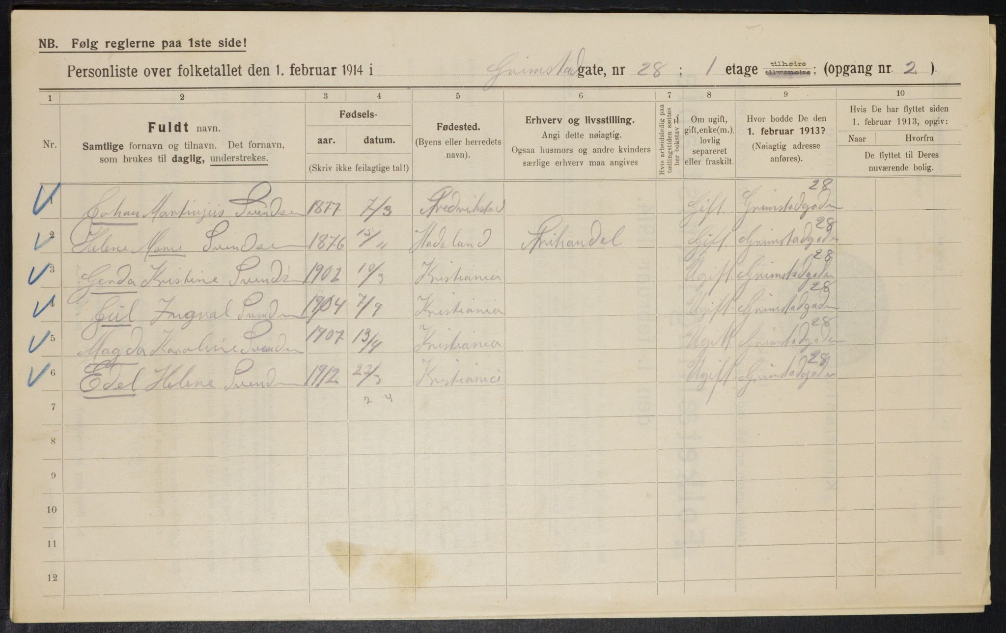 OBA, Kommunal folketelling 1.2.1914 for Kristiania, 1914, s. 30285