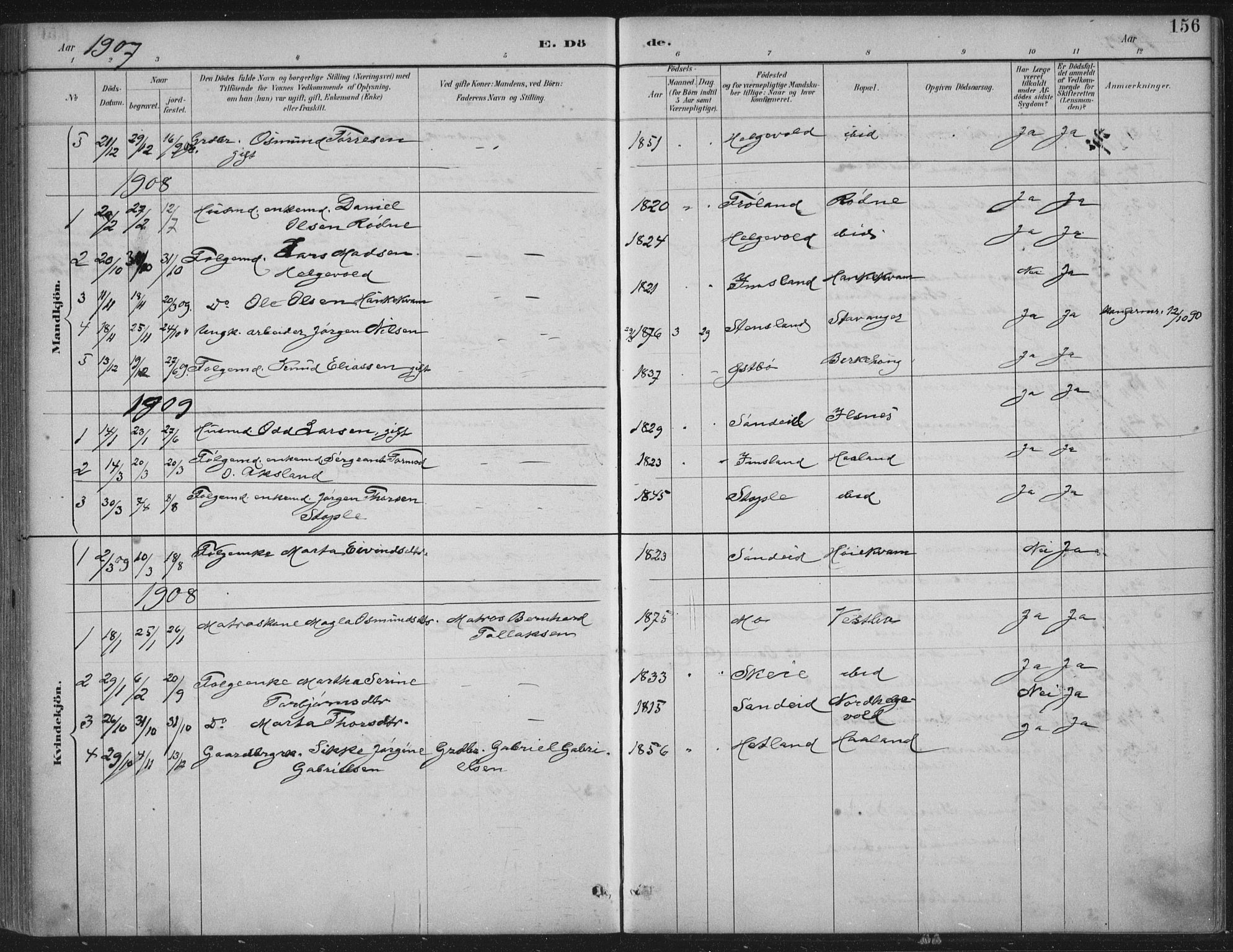 Vikedal sokneprestkontor, SAST/A-101840/01/IV: Ministerialbok nr. A 11, 1884-1933, s. 156