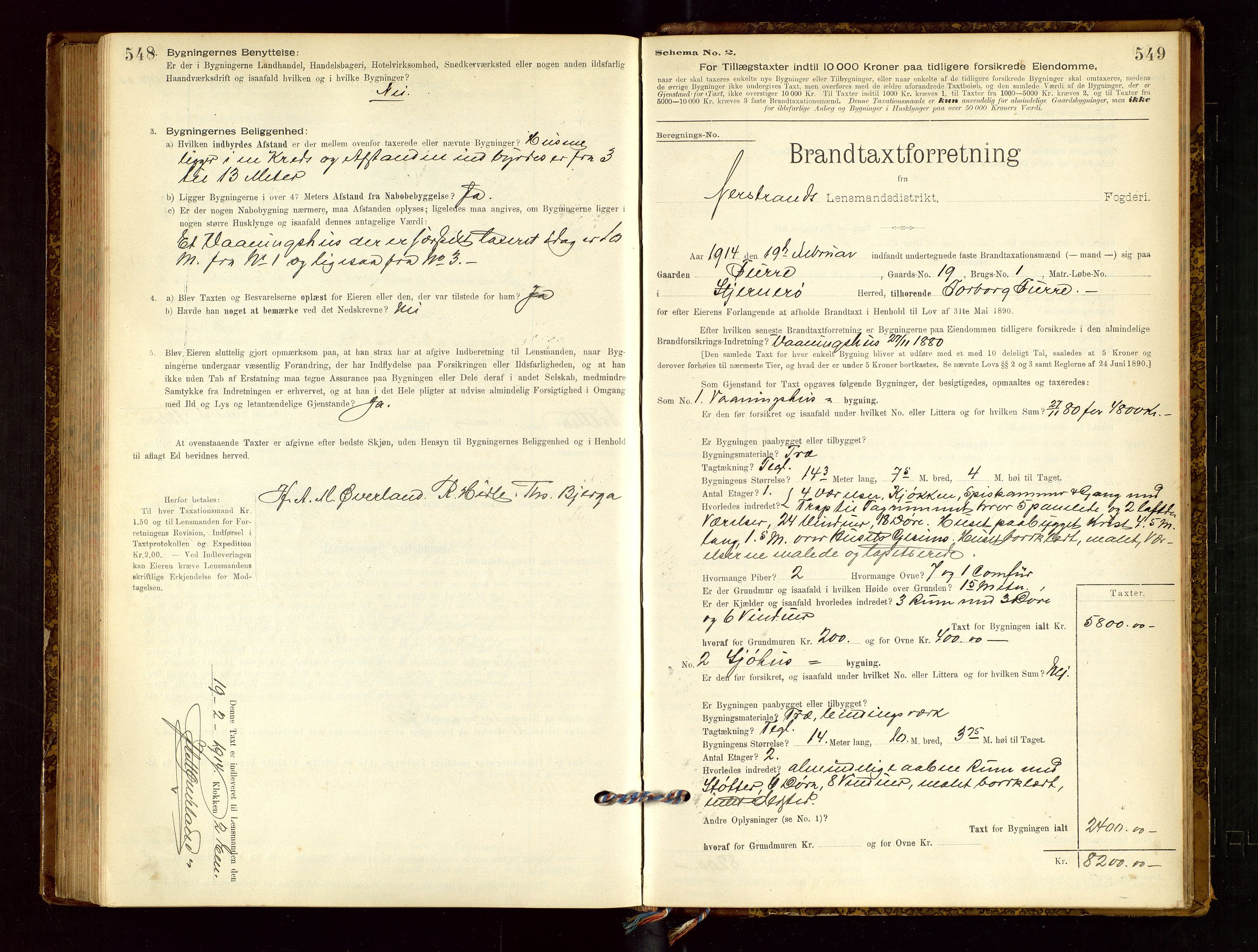 Nedstrand lensmannskontor, AV/SAST-A-100236/Gob/L0001: "Brandtaxationsprotokol for Nerstrand Lensmandsdistrikt Ryfylke fogderi", 1895-1915, s. 548-549