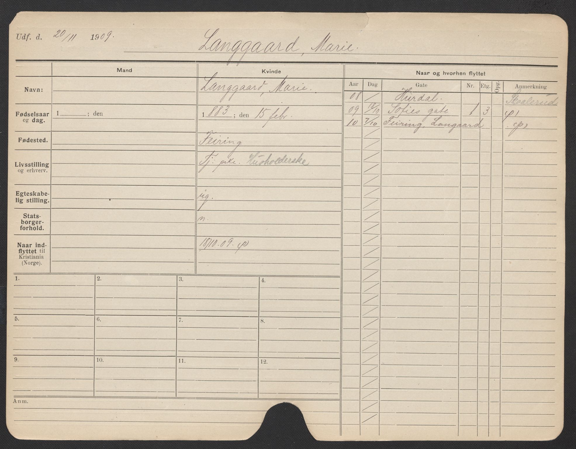 Oslo folkeregister, Registerkort, AV/SAO-A-11715/F/Fa/Fac/L0019: Kvinner, 1906-1914, s. 748a