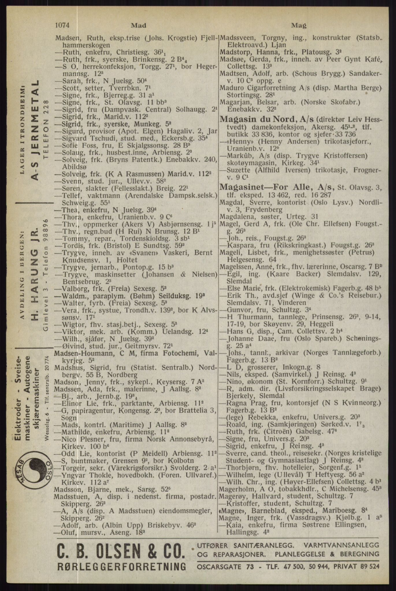 Kristiania/Oslo adressebok, PUBL/-, 1944, s. 1074