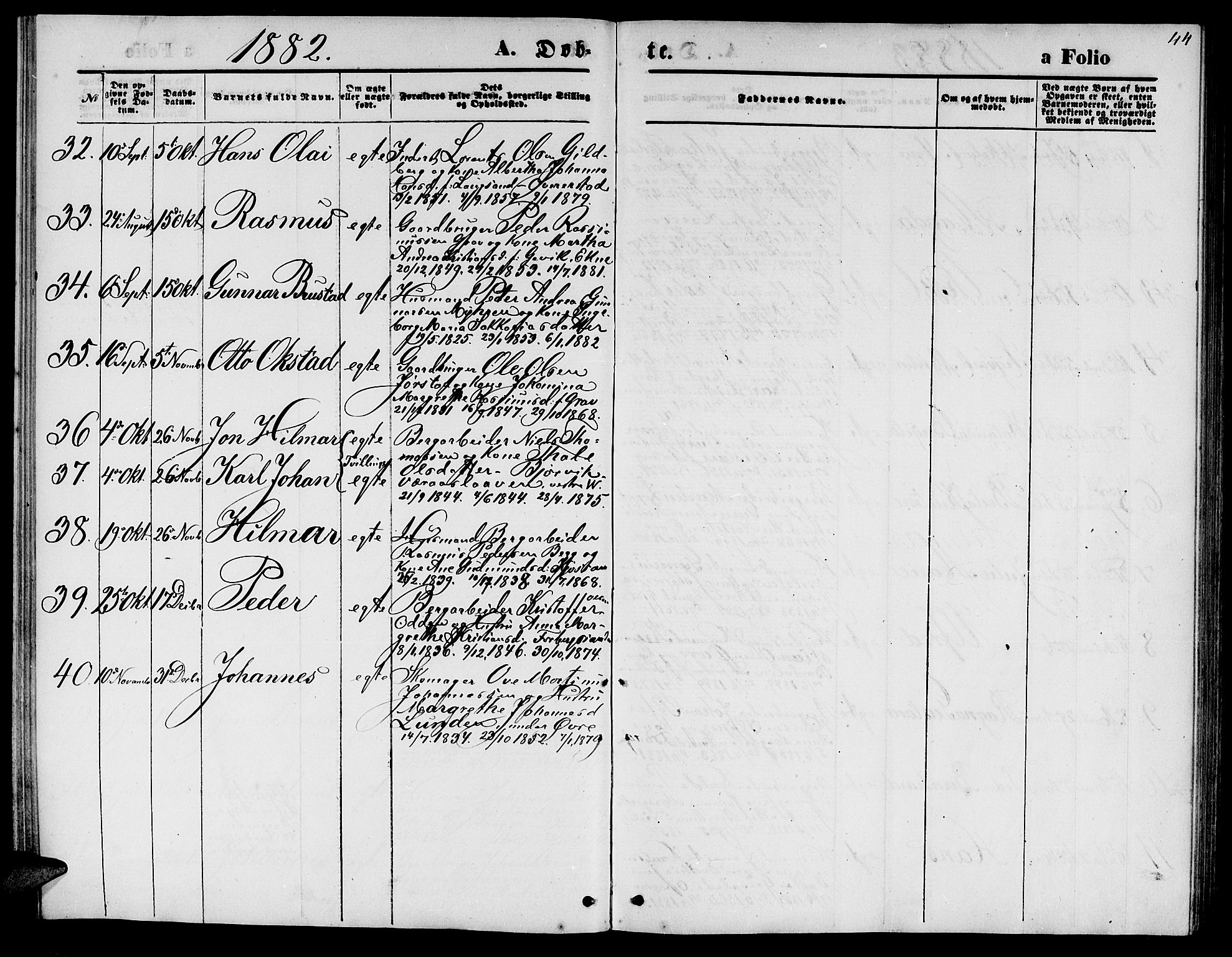 Ministerialprotokoller, klokkerbøker og fødselsregistre - Nord-Trøndelag, AV/SAT-A-1458/722/L0225: Klokkerbok nr. 722C01, 1871-1888, s. 44