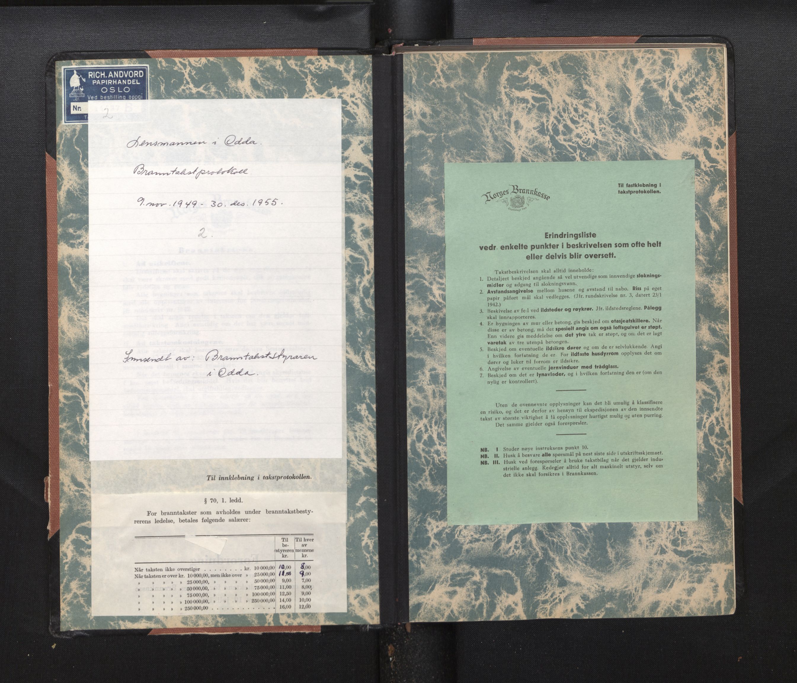 Lensmannen i Odda, SAB/A-34001/0012/L0002: Branntakstprotokoll, 1949-1955