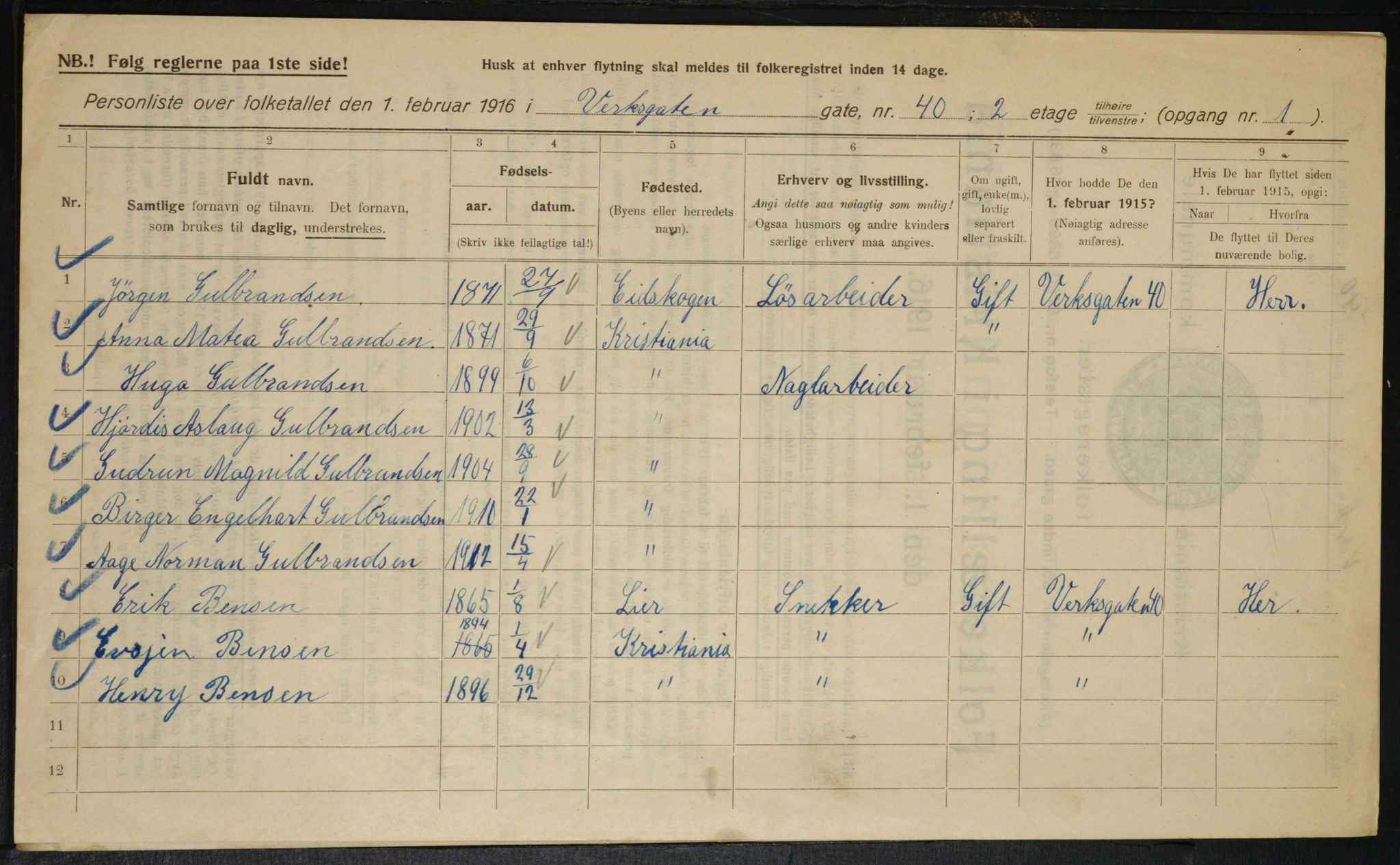 OBA, Kommunal folketelling 1.2.1916 for Kristiania, 1916, s. 126023
