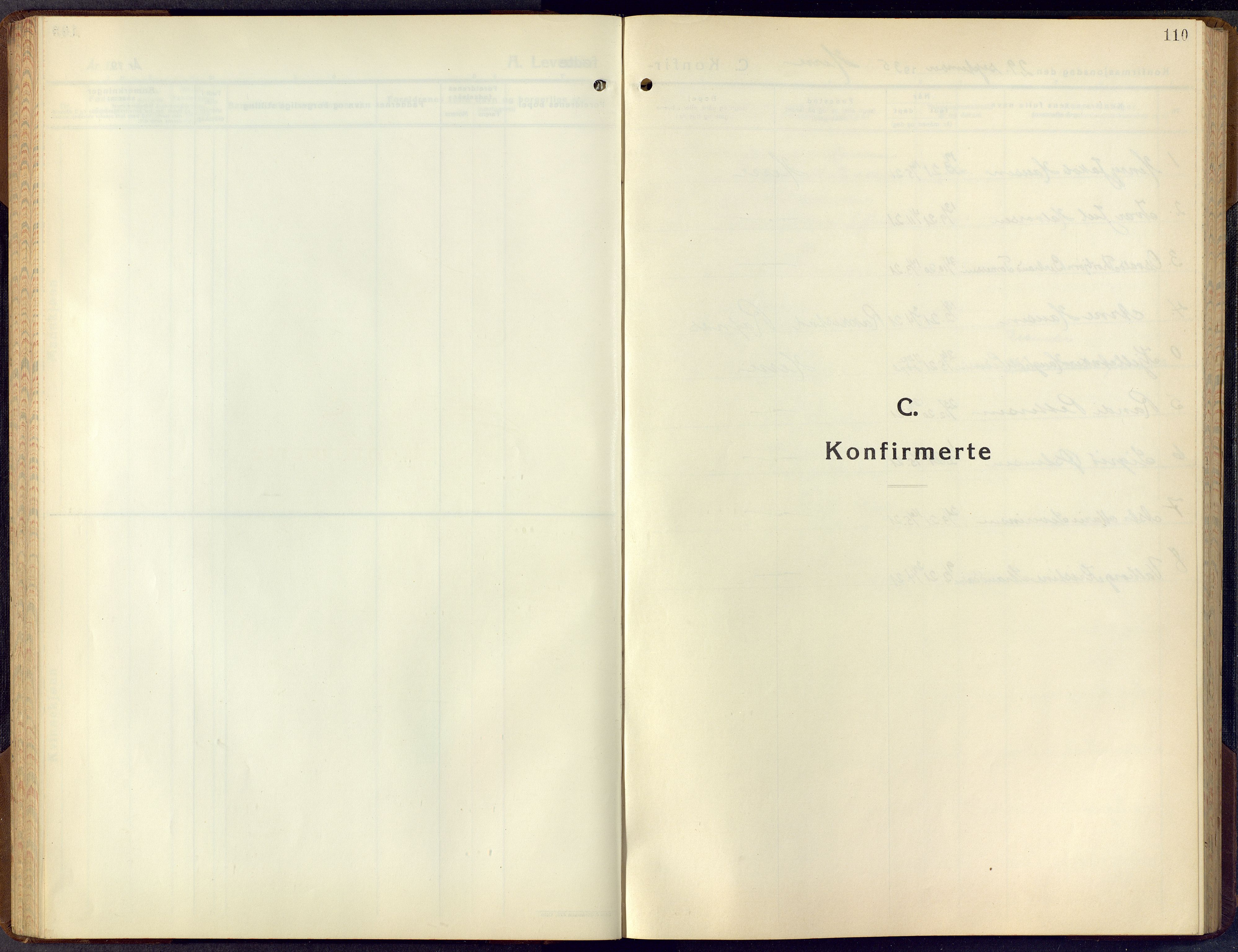 Bamble kirkebøker, SAKO/A-253/G/Ga/L0012: Klokkerbok nr. I 12, 1936-1951, s. 110