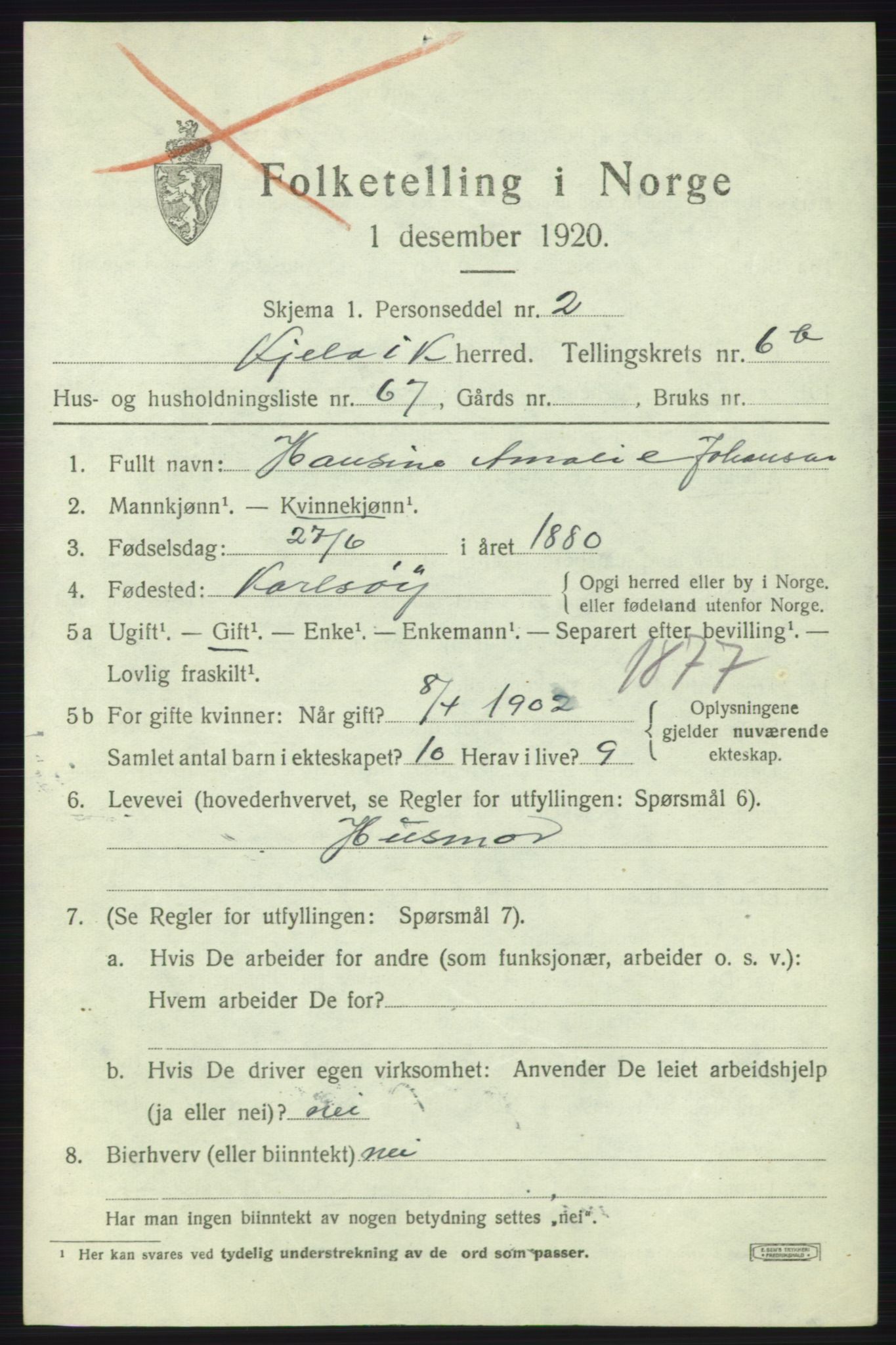 SATØ, Folketelling 1920 for 2019 Kjelvik herred, 1920, s. 4315