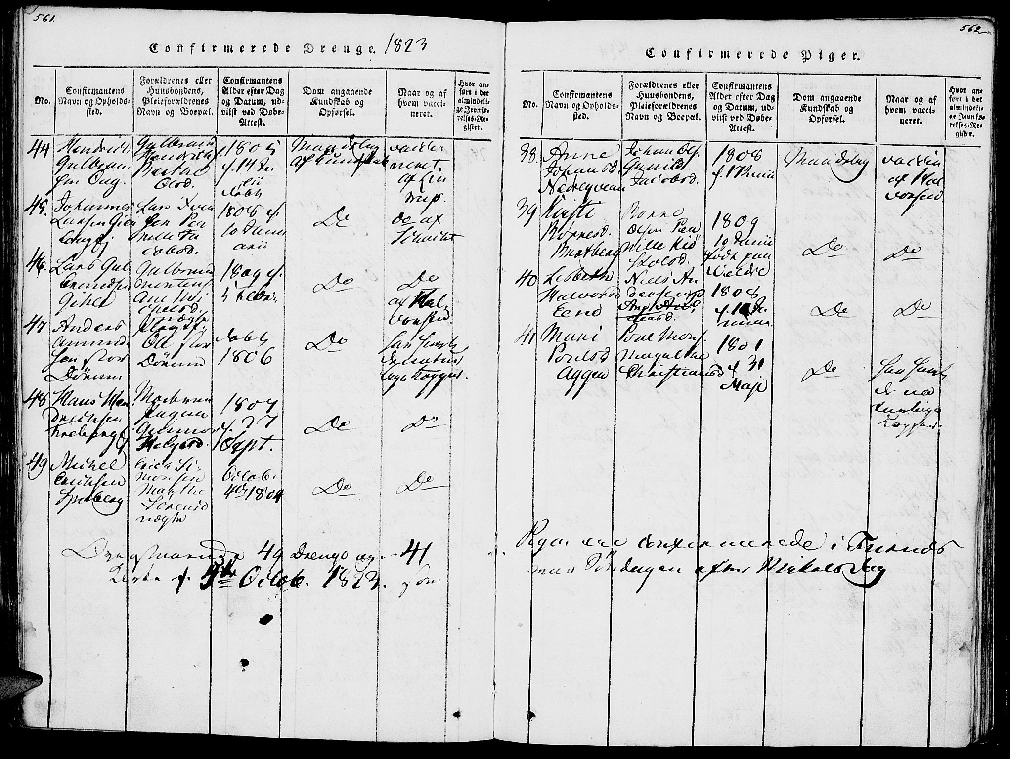 Vang prestekontor, Hedmark, SAH/PREST-008/H/Ha/Haa/L0007: Ministerialbok nr. 7, 1813-1826, s. 561-562