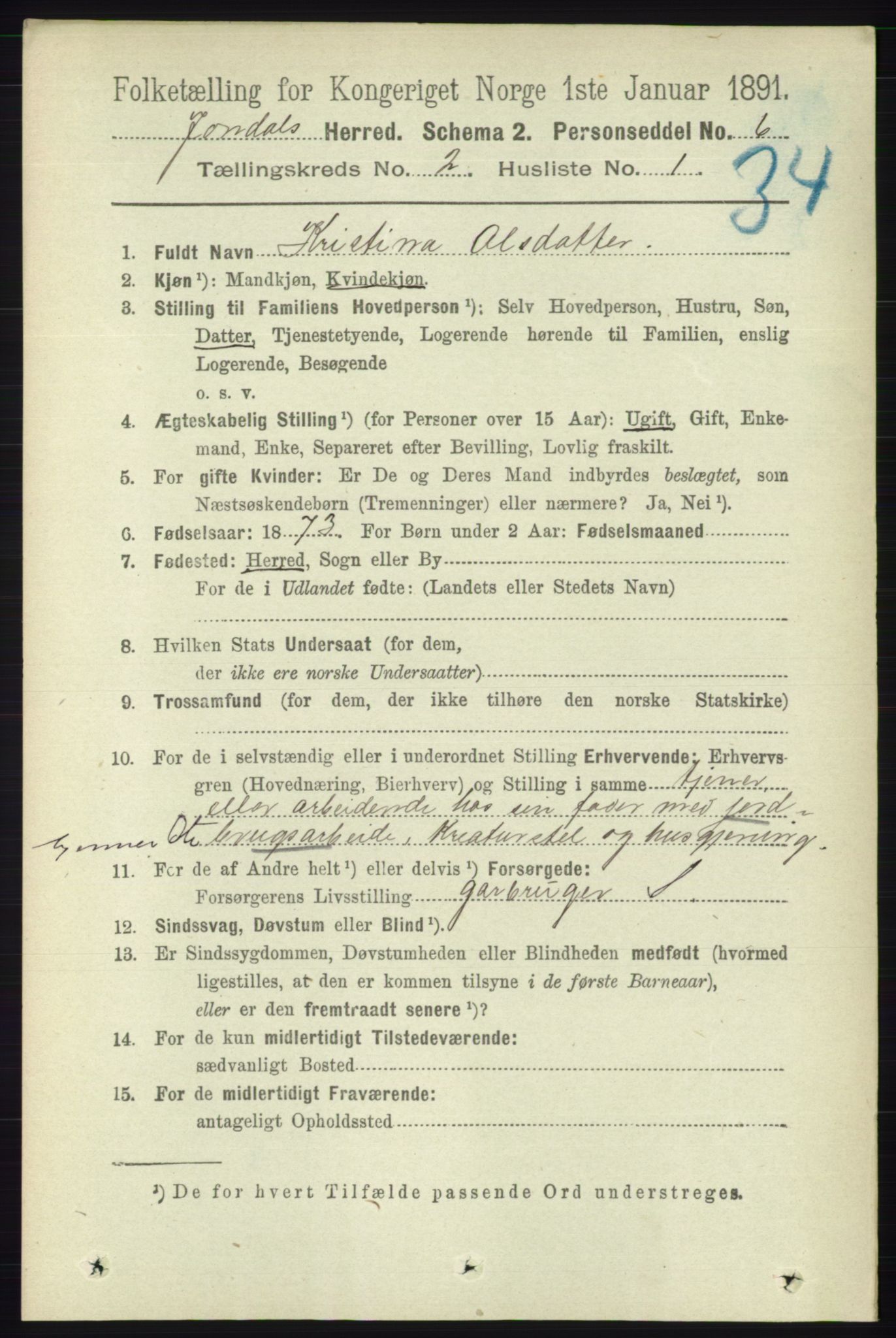 RA, Folketelling 1891 for 1227 Jondal herred, 1891, s. 843