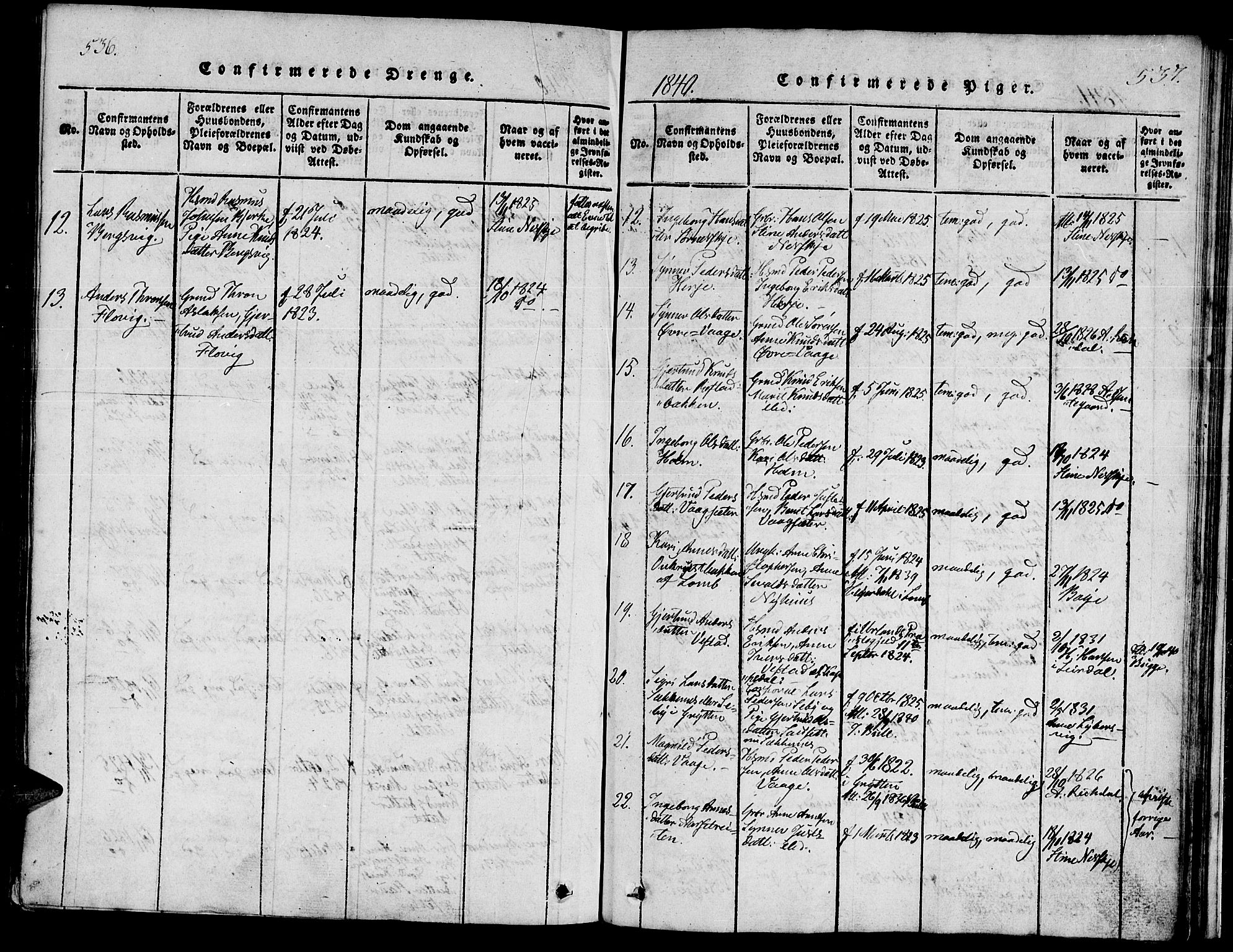 Ministerialprotokoller, klokkerbøker og fødselsregistre - Møre og Romsdal, AV/SAT-A-1454/547/L0602: Ministerialbok nr. 547A04, 1818-1845, s. 536-537