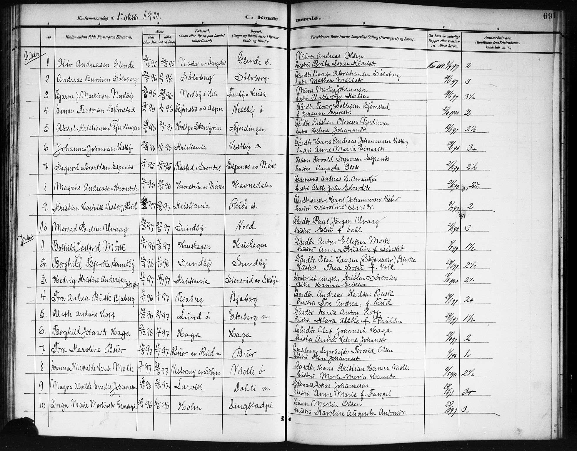 Spydeberg prestekontor Kirkebøker, AV/SAO-A-10924/G/Ga/L0002: Klokkerbok nr. I 2, 1901-1922, s. 69