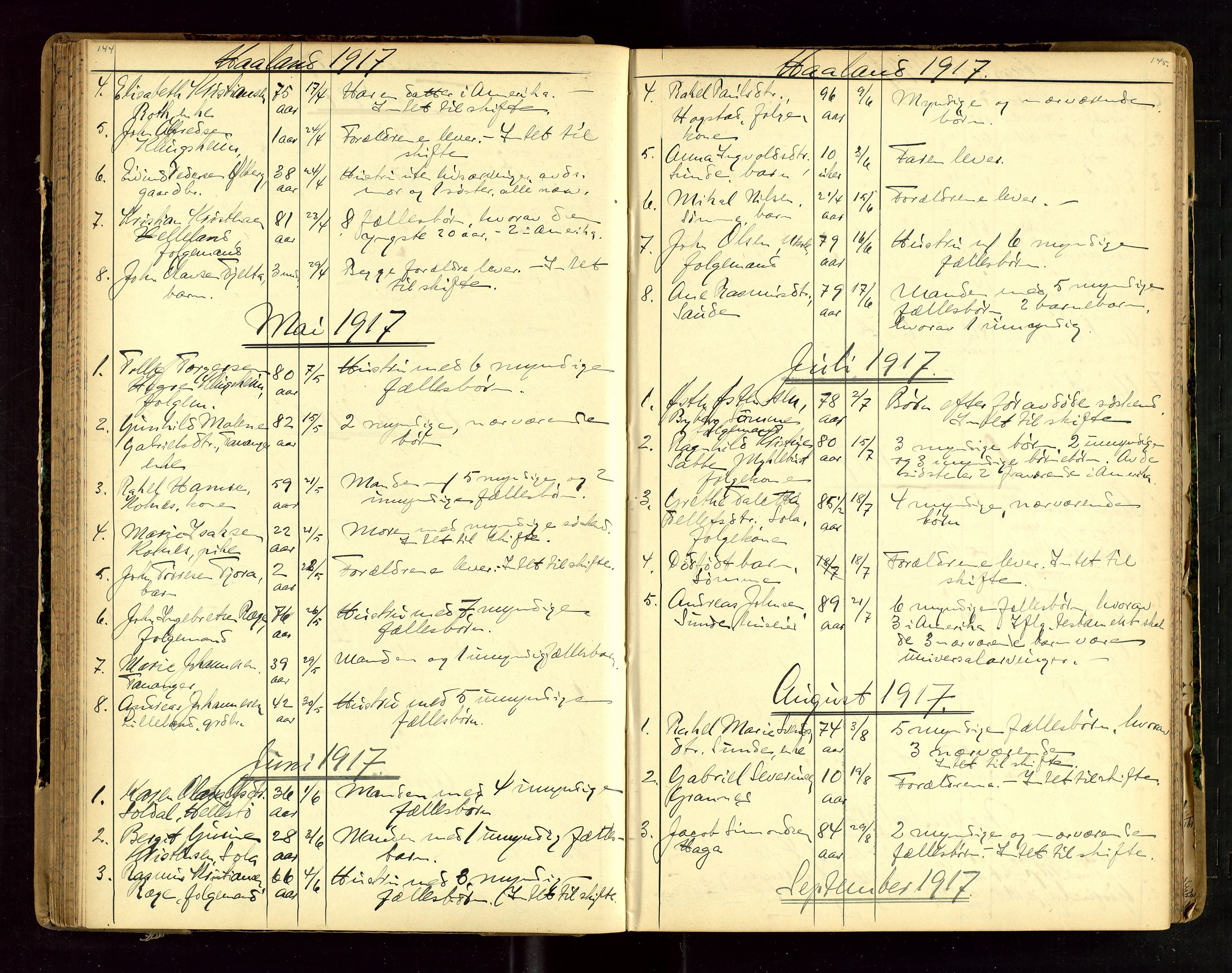 Jæren sorenskriveri, AV/SAST-A-100310/01/5/52/52B/L0003: DØDSFALLPROTOKOLL, 1910-1916, s. 144-145