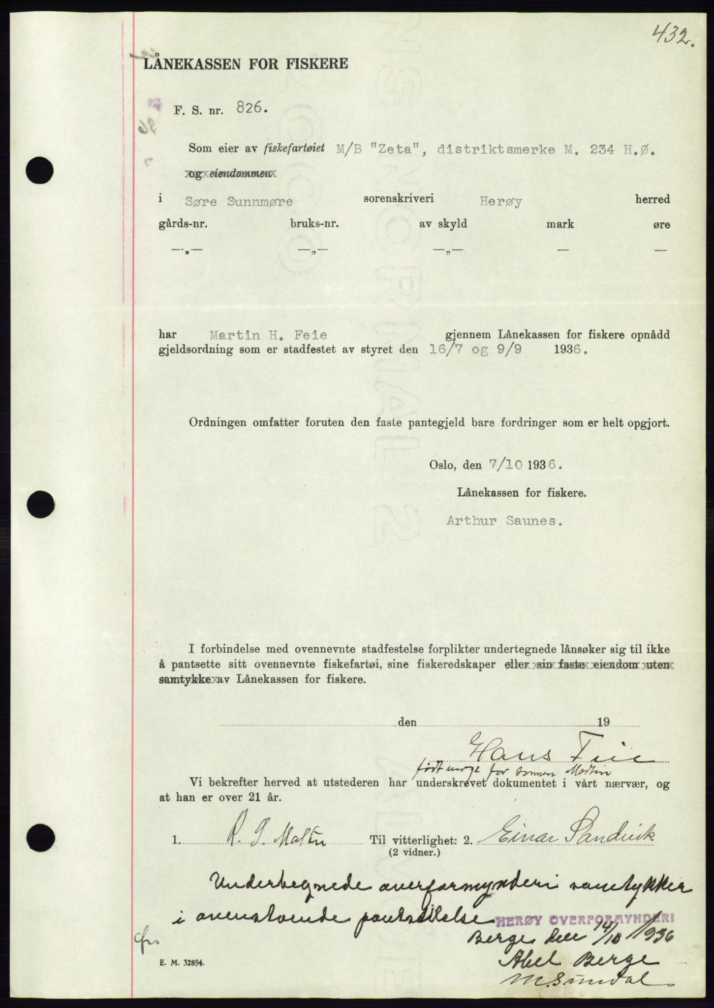 Søre Sunnmøre sorenskriveri, AV/SAT-A-4122/1/2/2C/L0061: Pantebok nr. 55, 1936-1936, Dagboknr: 1488/1936