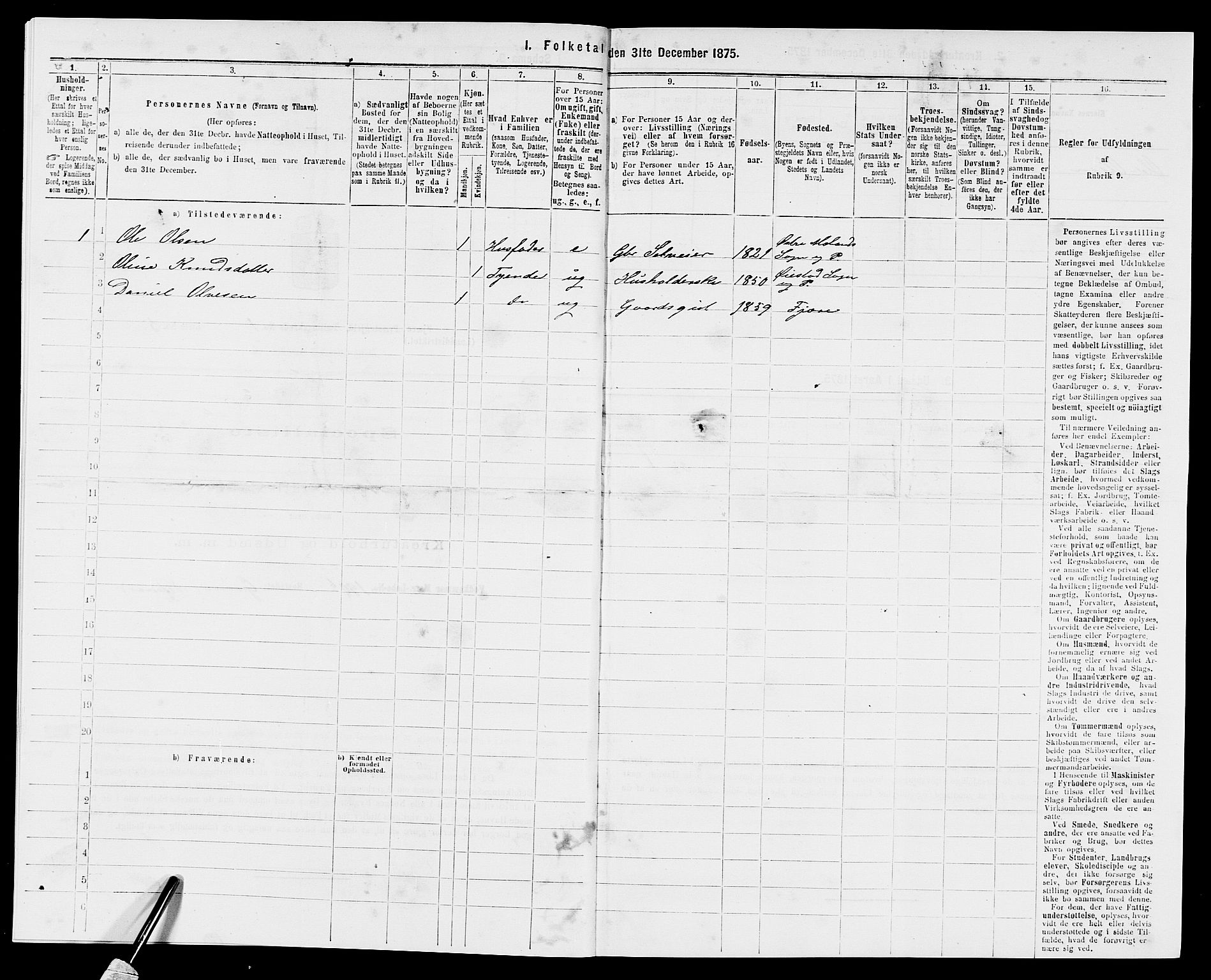 SAK, Folketelling 1875 for 0923L Fjære prestegjeld, Fjære sokn, 1875, s. 78