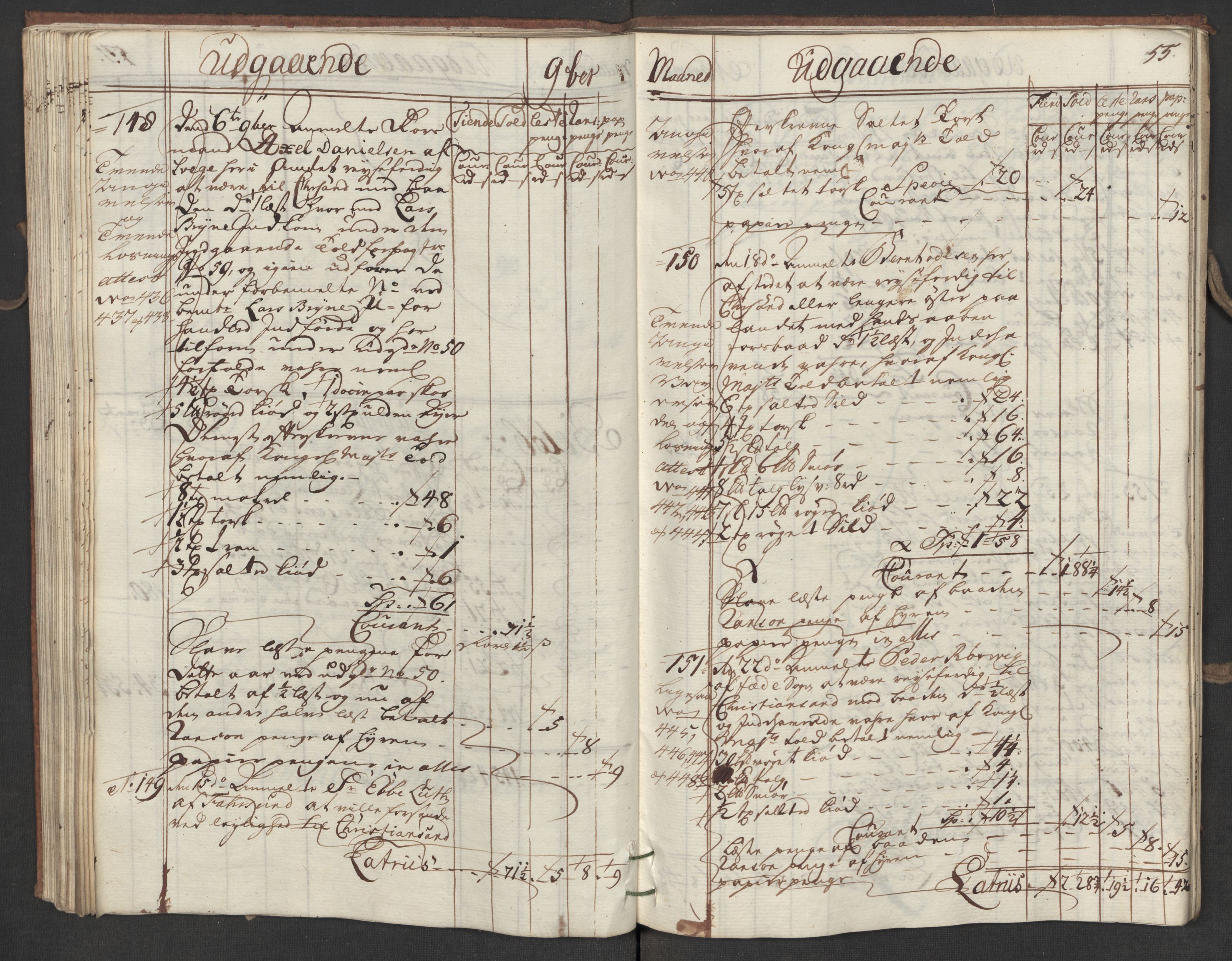 Generaltollkammeret, tollregnskaper, AV/RA-EA-5490/R19/L0015/0005: Tollregnskaper Flekkefjord / Utgående hovedtollbok, 1756, s. 54b-55a
