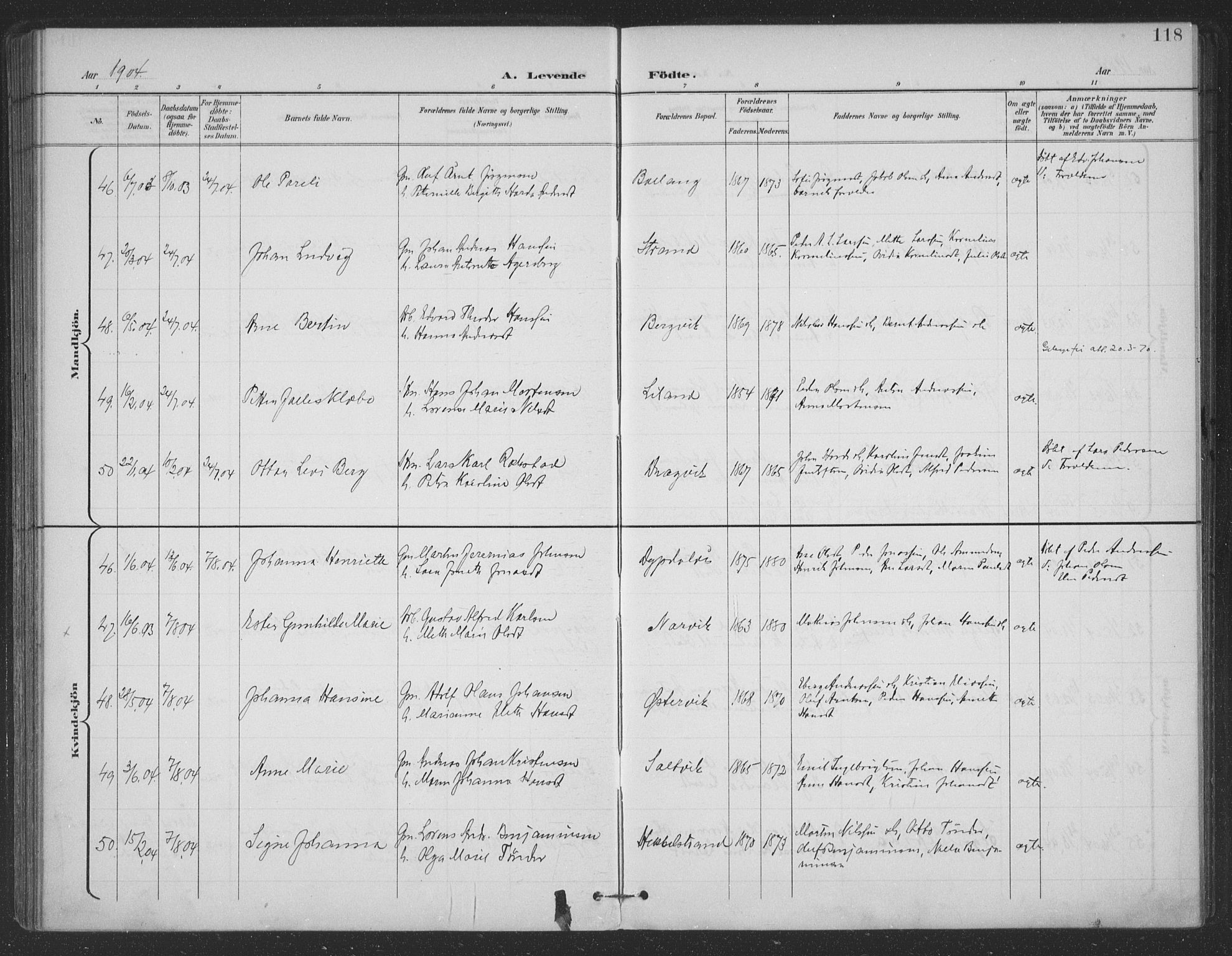 Ministerialprotokoller, klokkerbøker og fødselsregistre - Nordland, AV/SAT-A-1459/863/L0899: Ministerialbok nr. 863A11, 1897-1906, s. 118