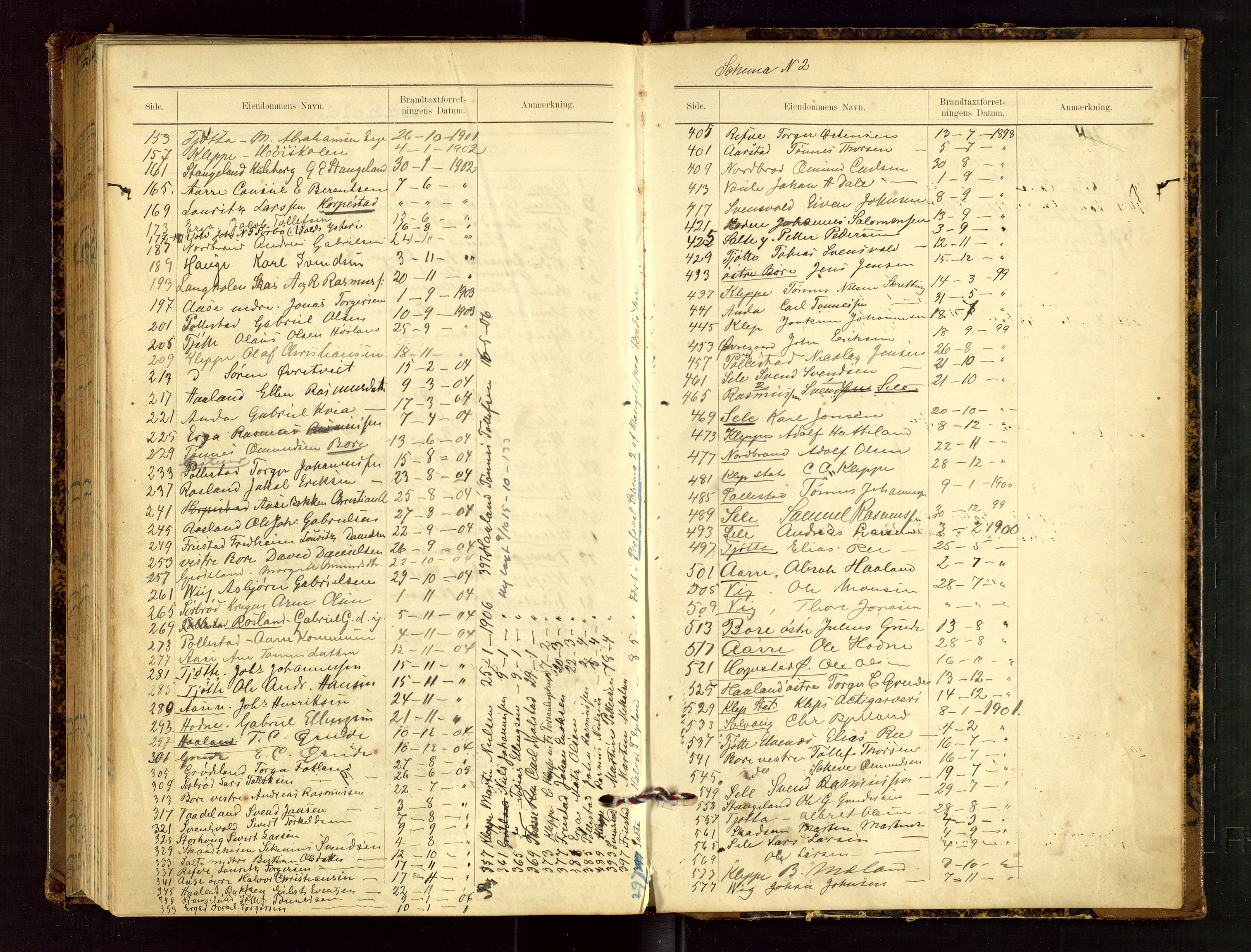Klepp lensmannskontor, AV/SAST-A-100163/Goc/L0002: "Brandtaxationsprotokol" m/register, 1898-1902