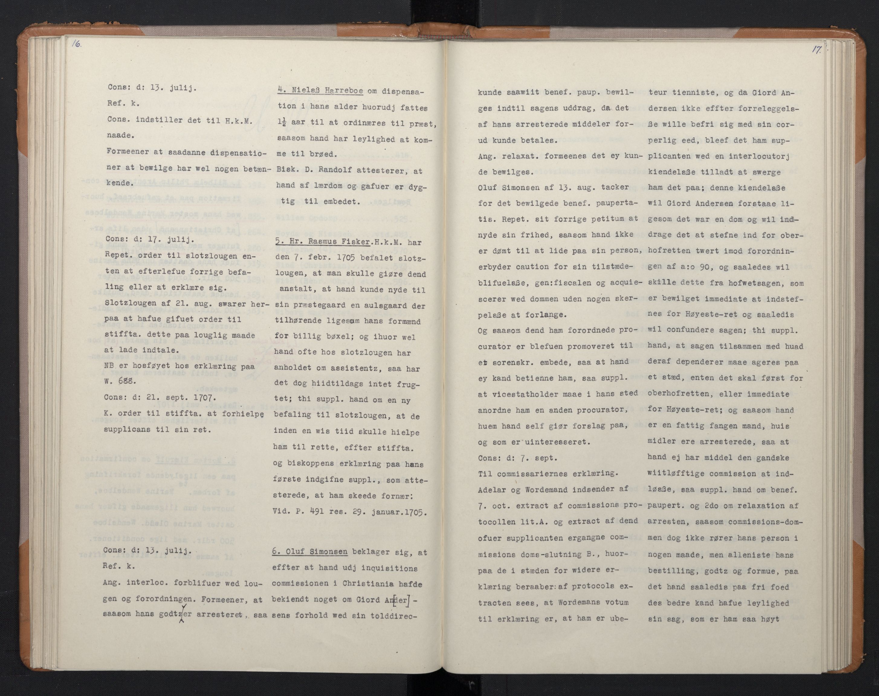 Avskriftsamlingen, RA/EA-4022/F/Fa/L0075: Supplikker, 1707, s. 100