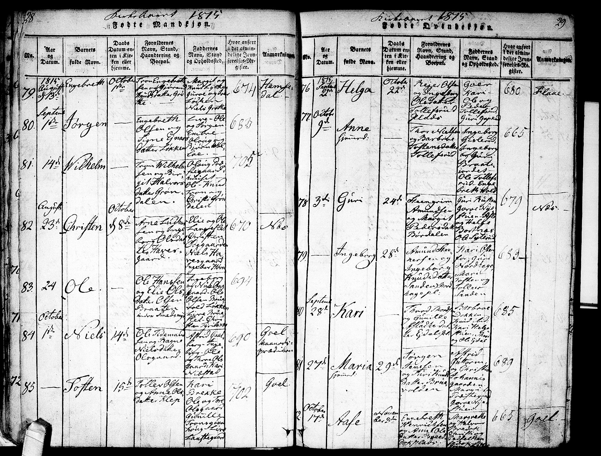 Nes kirkebøker, AV/SAKO-A-236/F/Fa/L0007: Ministerialbok nr. 7, 1815-1823, s. 28-29