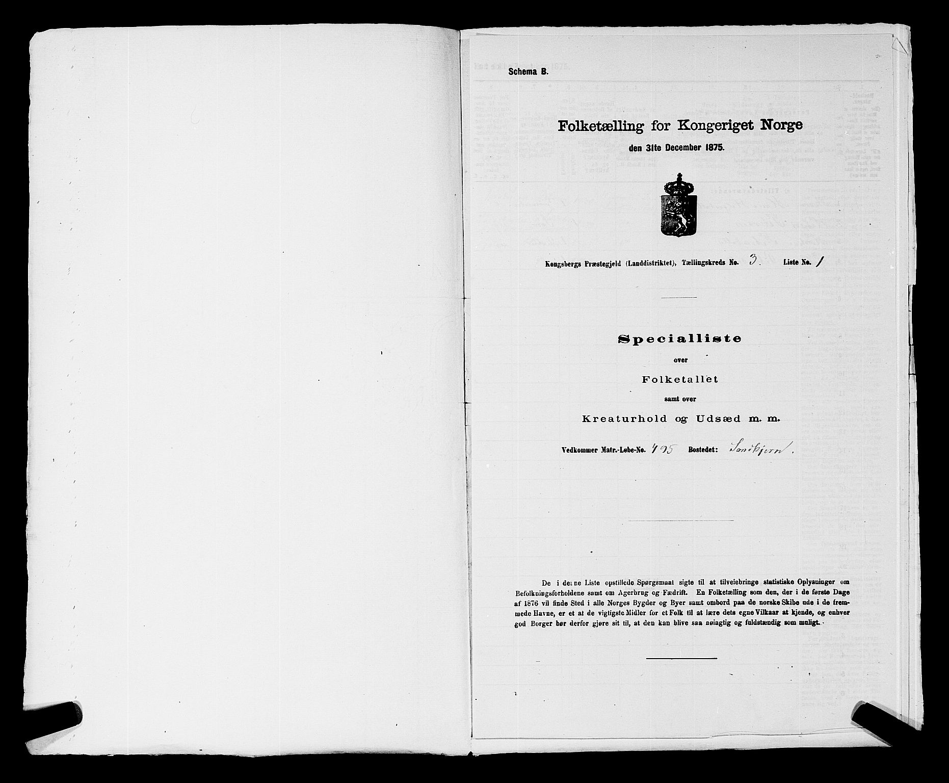 SAKO, Folketelling 1875 for 0692L Kongsberg prestegjeld, Kongsberg landsokn, 1875, s. 161