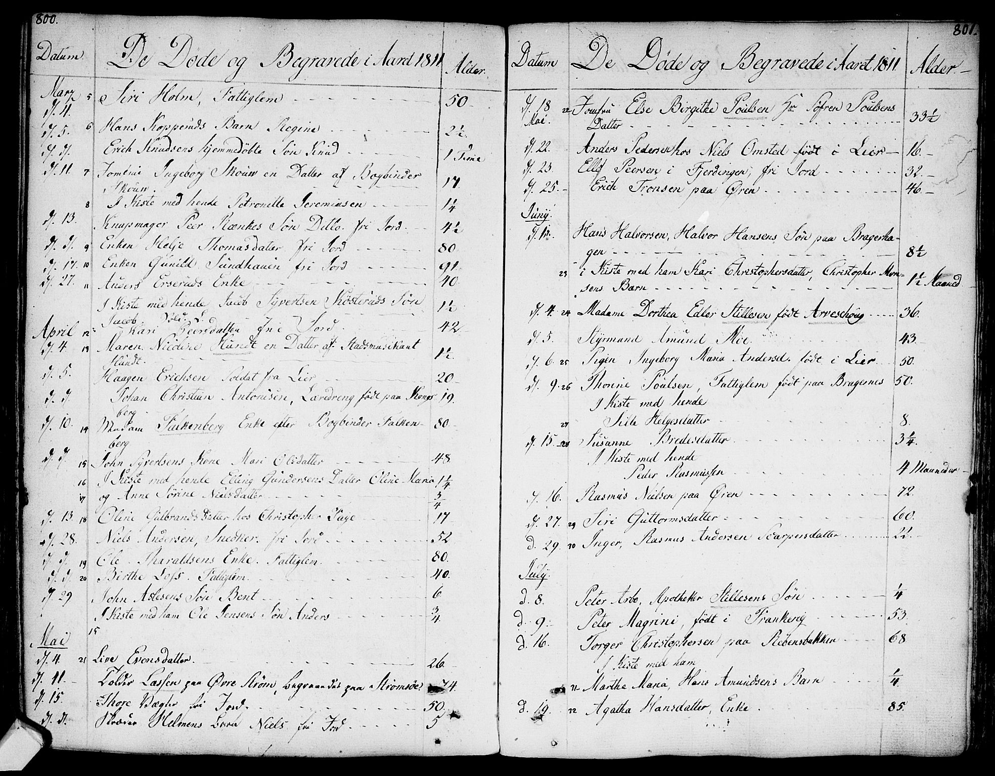 Bragernes kirkebøker, AV/SAKO-A-6/F/Fa/L0006a: Ministerialbok nr. I 6, 1782-1814, s. 800-801