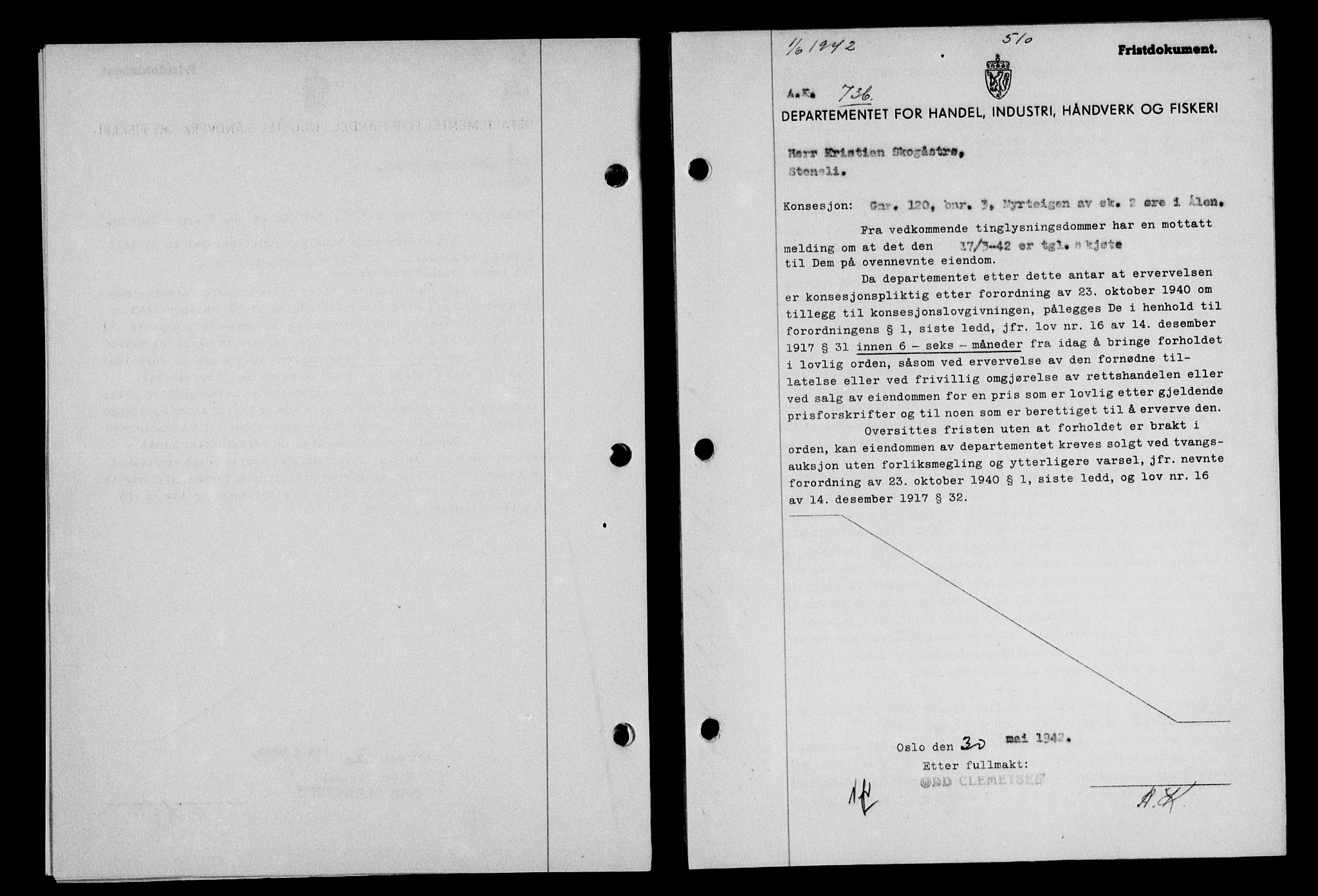 Gauldal sorenskriveri, SAT/A-0014/1/2/2C/L0054: Pantebok nr. 59, 1941-1942, Dagboknr: 736/1942