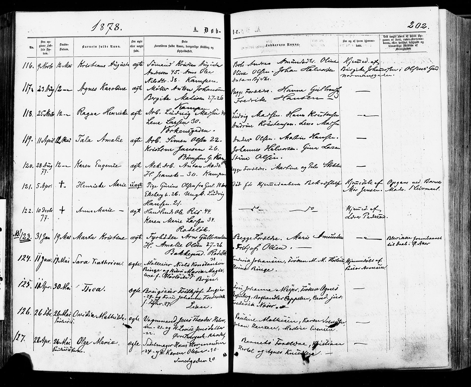 Østre Aker prestekontor Kirkebøker, AV/SAO-A-10840/F/Fa/L0004: Ministerialbok nr. I 4, 1876-1889, s. 202